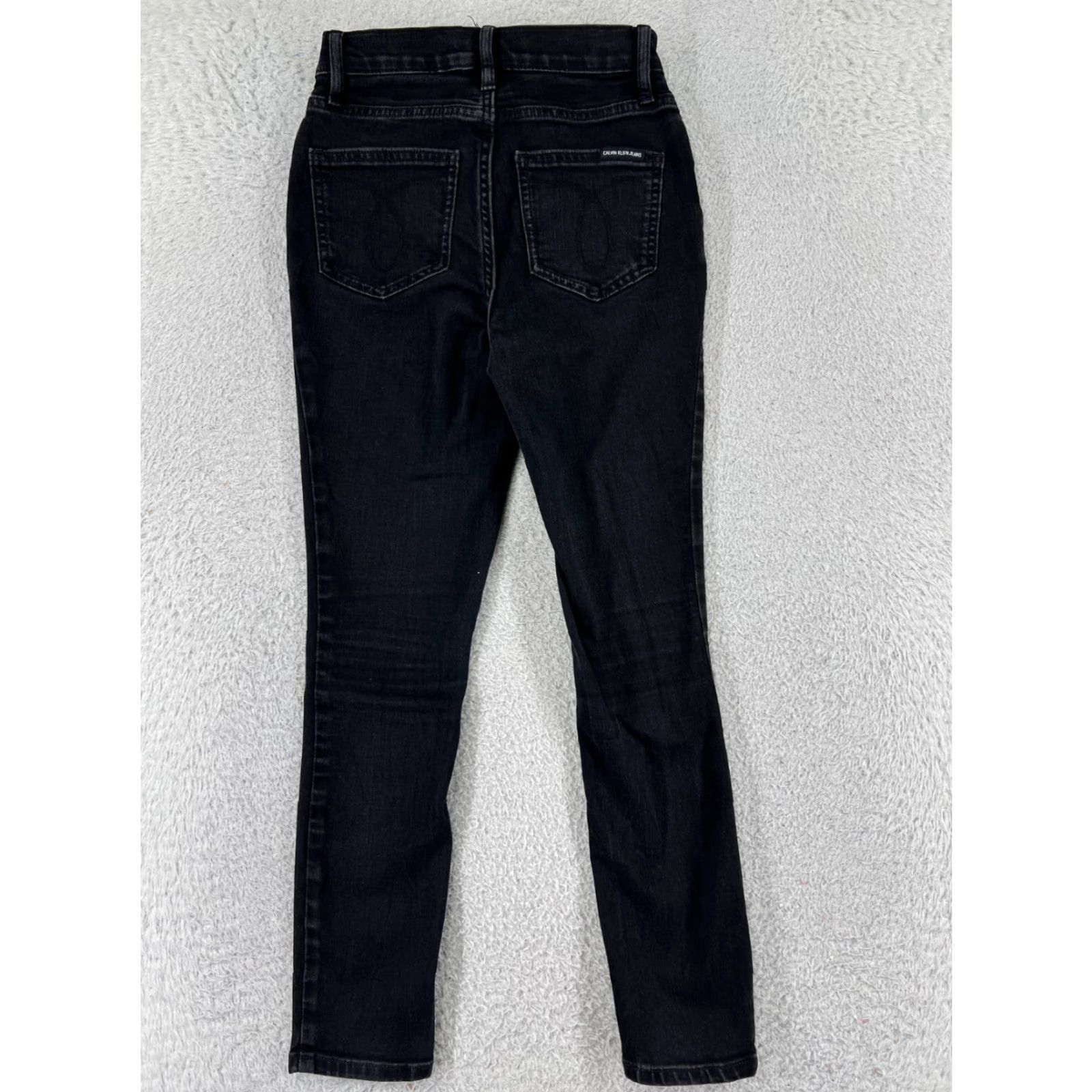 Calvin Klein Calvin Klein Jeans Juniors 21 Black Mid Rise Skinny Tapered Cotton Zip Fly Womens Size 22" - 2 Thumbnail