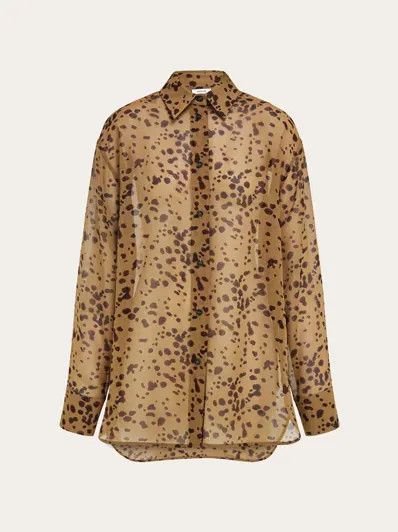 Salvatore Ferragamo o1s1rm0426 Georgette Shirt in Brown Size M / US 6-8 / IT 42-44 - 1 Thumbnail