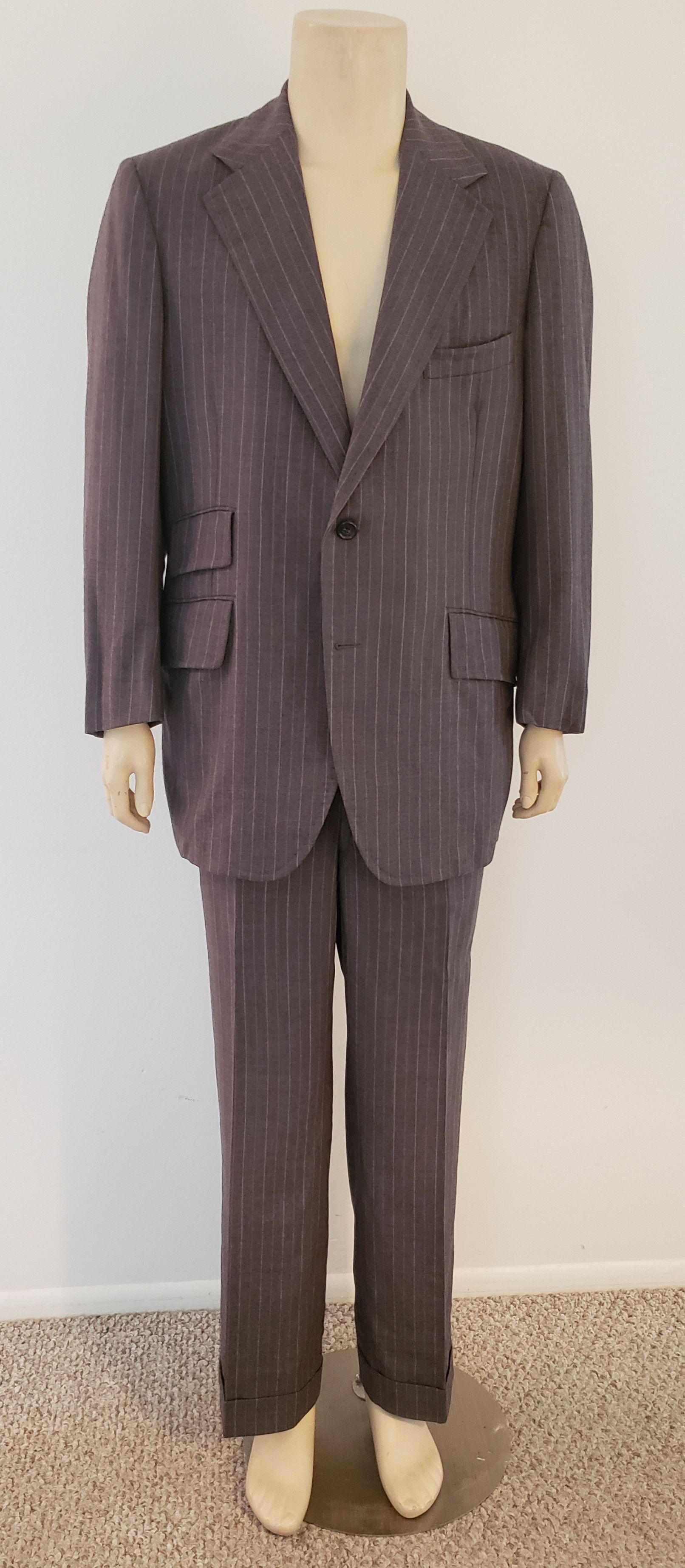 Vintage custom suit 43R grey pinstripe 1976 NY Athletic Club Size 42R - 1 Thumbnail