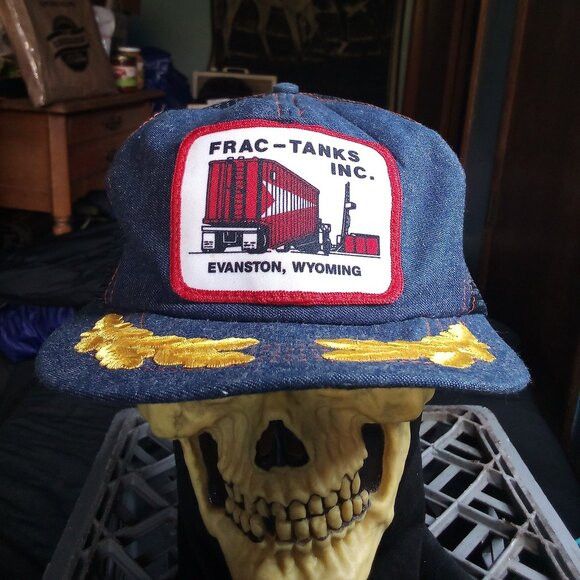 Other DS Vintage Frac-Tanks Denim Patch Snap Trucker Hat Size ONE SIZE - 1 Thumbnail