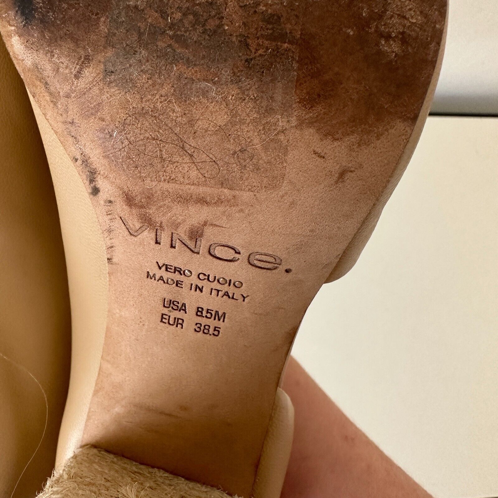 Vince VINCE Percey Taupe Leather Open Toe Jute Wrapped Heels 8.5 Size US 8.5 / IT 38.5 - 8 Thumbnail