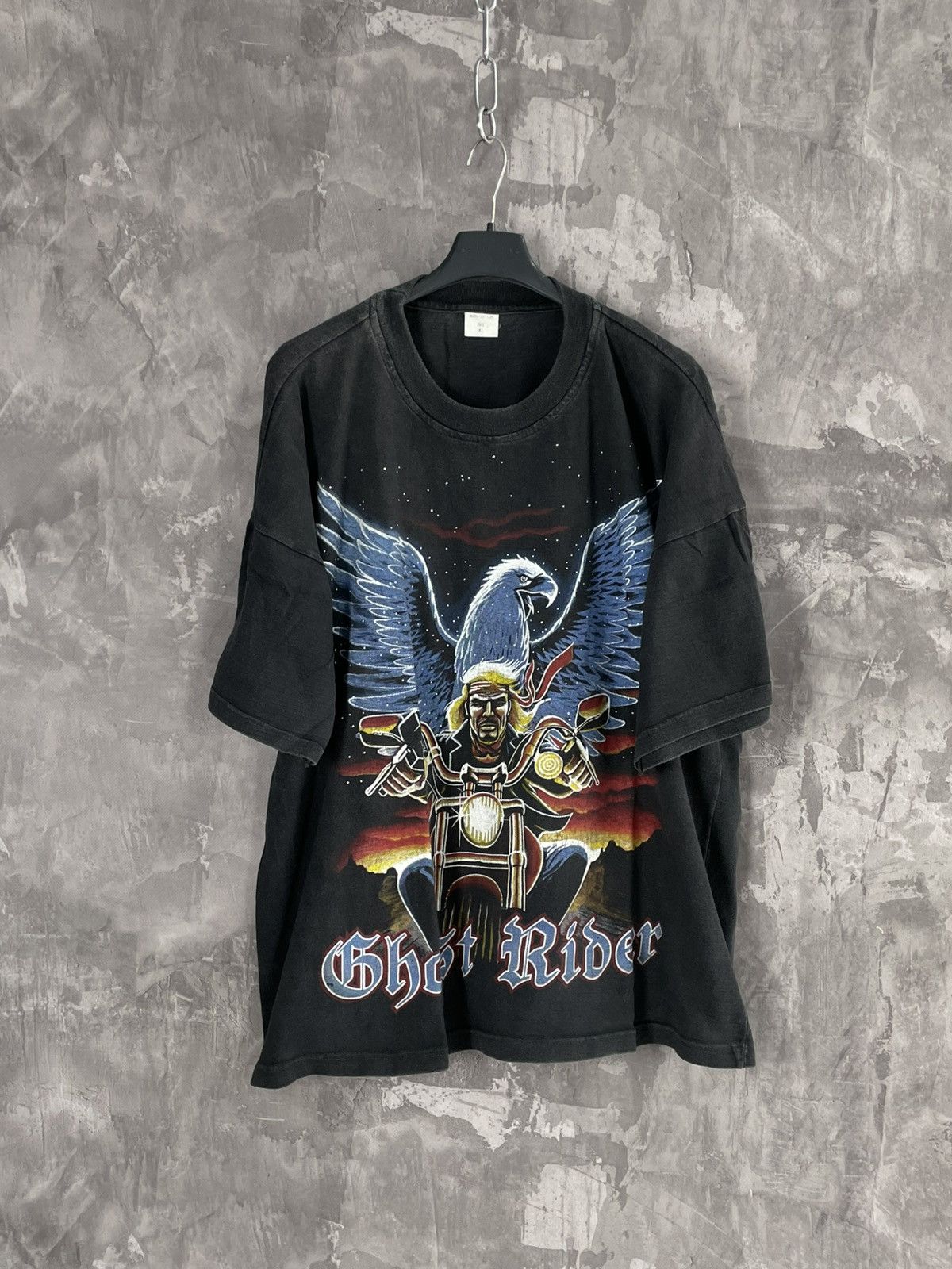 Harley Davidson × Marvel Comics × Vintage Y2K GHOST RIDER FIRE Skull Motorbike Faded One Stich T-Shirt Size US XL / EU 56 / 4 - 1 Thumbnail