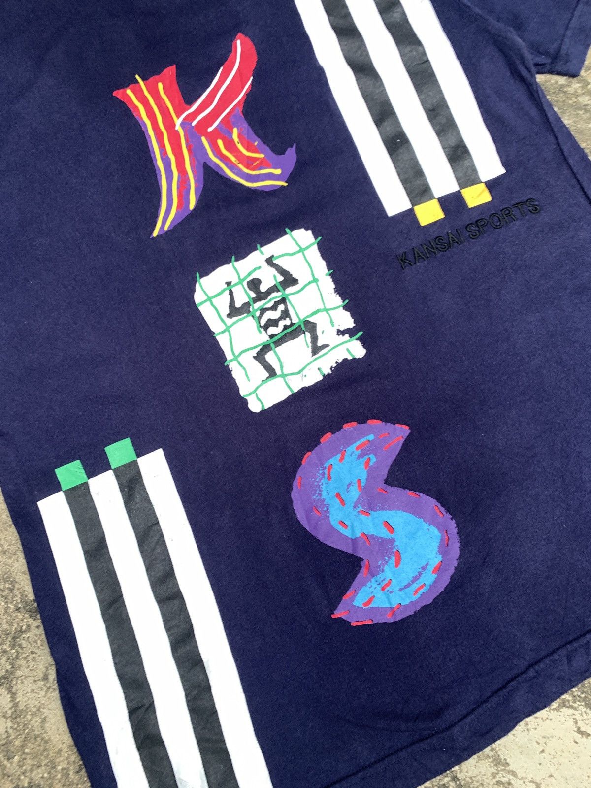 Japanese Brand × Kansai Yamamoto 2000s Kansai Yamamoto Sport Japan Navy Unique Graphic Tee Size US L / EU 52-54 / 3 - 2 Thumbnail