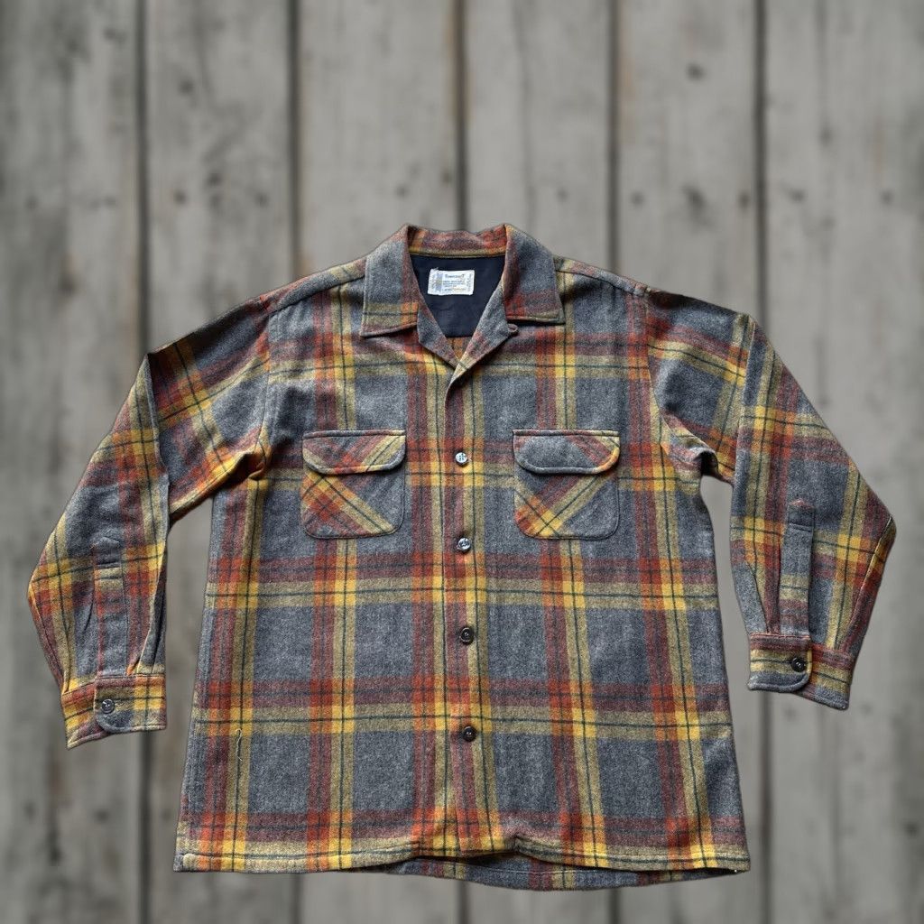 Vintage VINTAGE J. C. Penney Button-Up Shirt Mens Large Gray Plaid Wool 60s Grunge Size US L / EU 52-54 / 3 - 1 Thumbnail