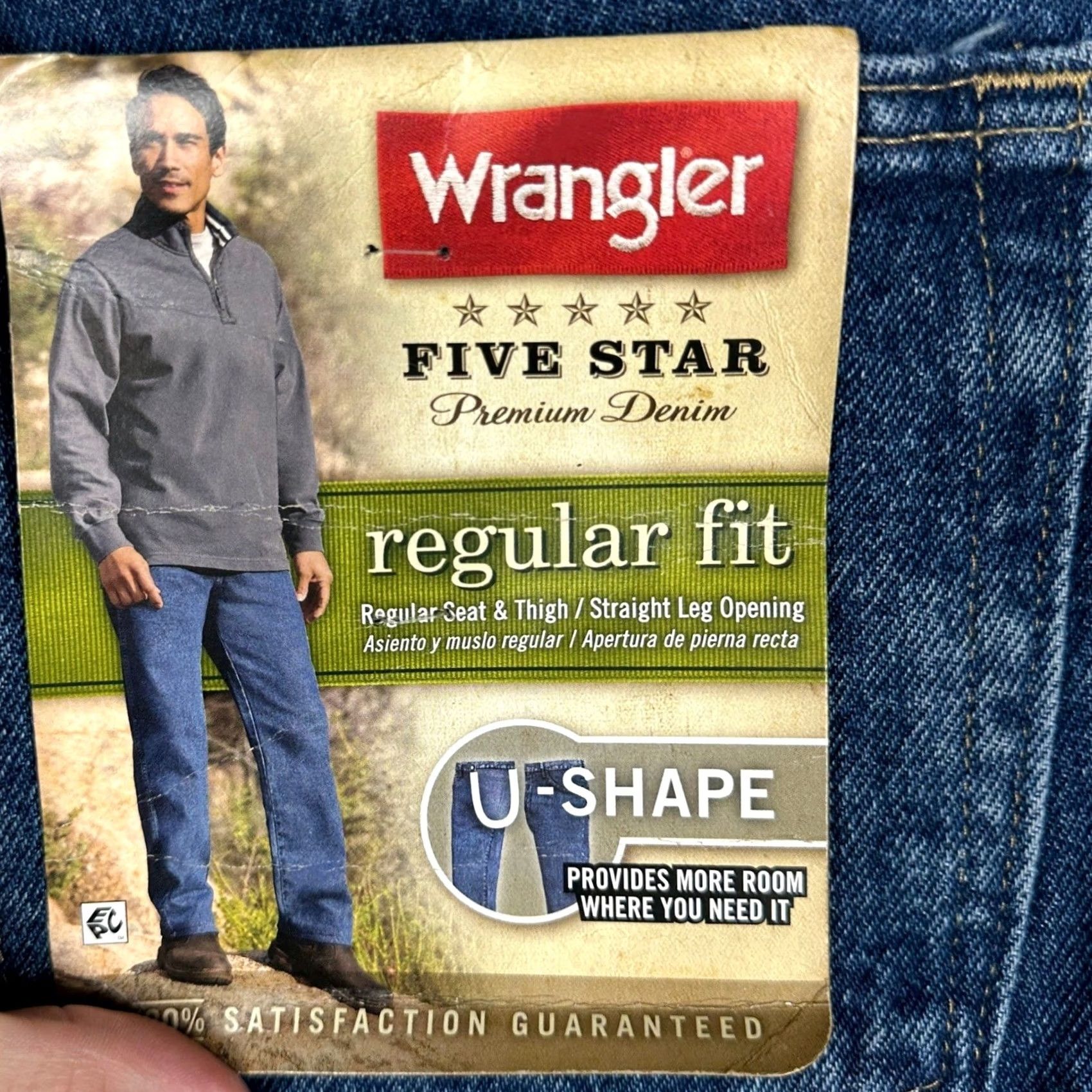Wrangler Wrangler Five Star Premium Denim Jeans Regular Fit Straight Leg 46x32 Blue Mens Pants Regular Rise High 5-Pocket Denim Zip Button Mexico Size US 30 / EU 46 - 4 Thumbnail