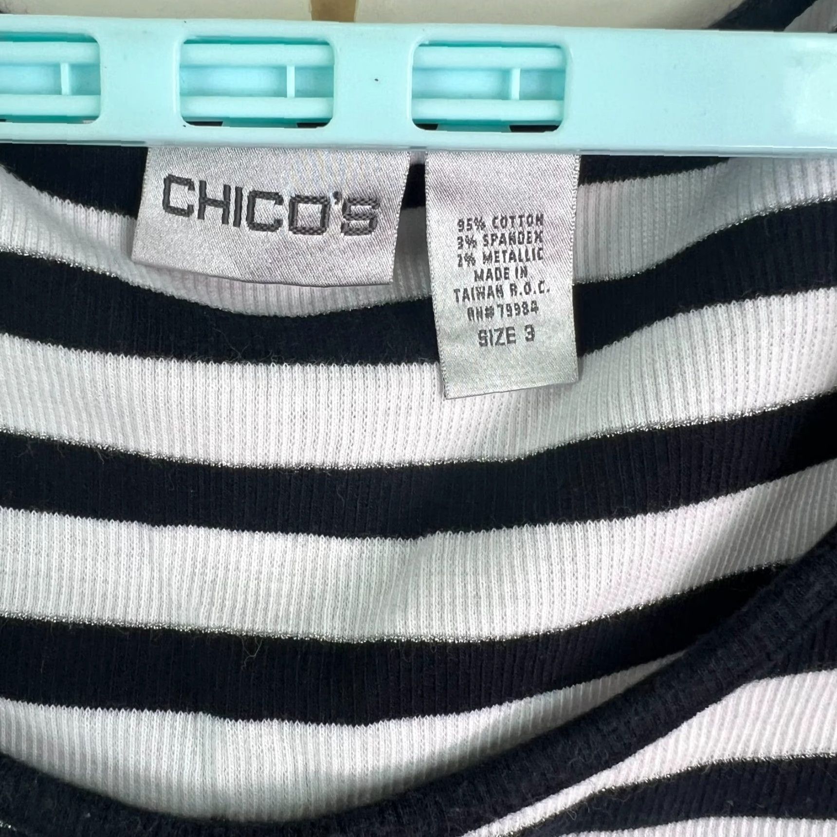 Vintage Chico's Tank Women Size 3 Black/White Striped Tank Top Size XS / US 0-2 / IT 36-38 - 2 Thumbnail