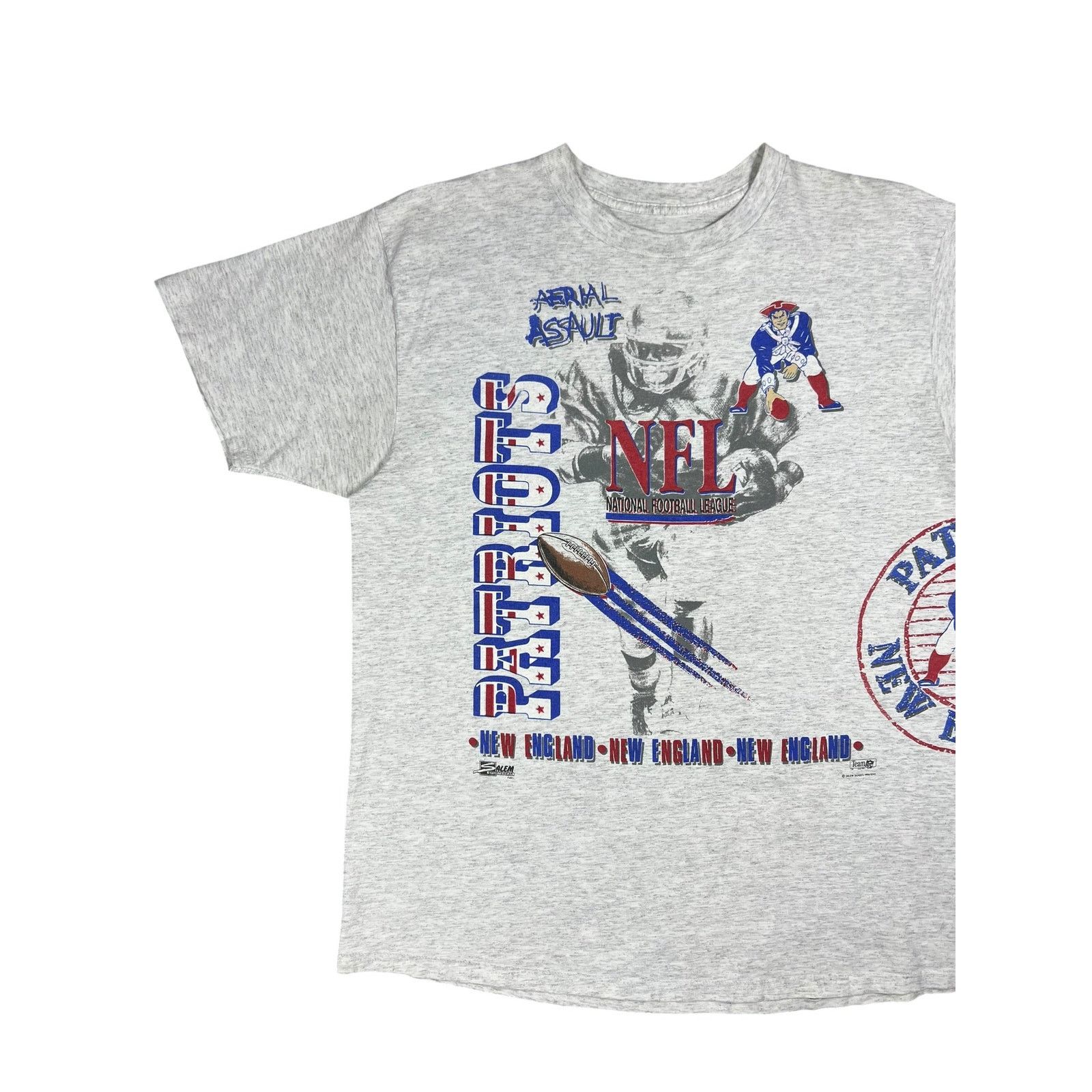 NFL × Salem Sportswear × Vintage 1992 Salem Sports New England Patriots Aerial Assault tee Size US XL / EU 56 / 4 - 4 Thumbnail