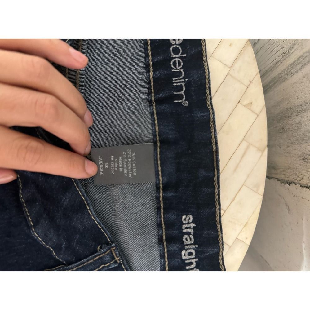 Avenue Avenue Denim Straight Leg Jeans | Dark Wash Stretch Mid-Rise – Size 18 Average Size 38" / US 16 / IT 52 - 2 Thumbnail