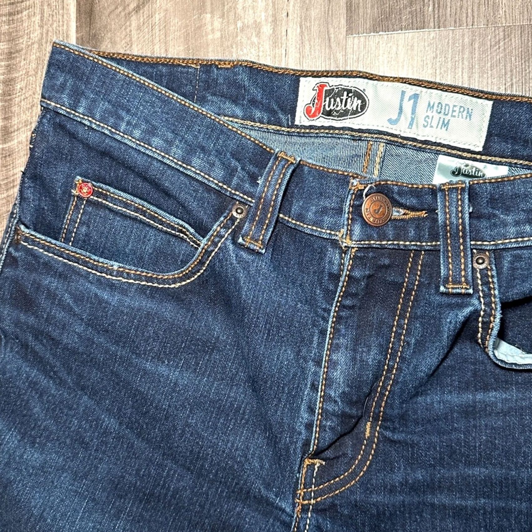 Justin Boots Justin Boots J1 Modern Slim Jeans - 32x30 Men's Blue Straight Jeans 32 Regular 30 Inseam Size US 32 / EU 48 - 6 Thumbnail