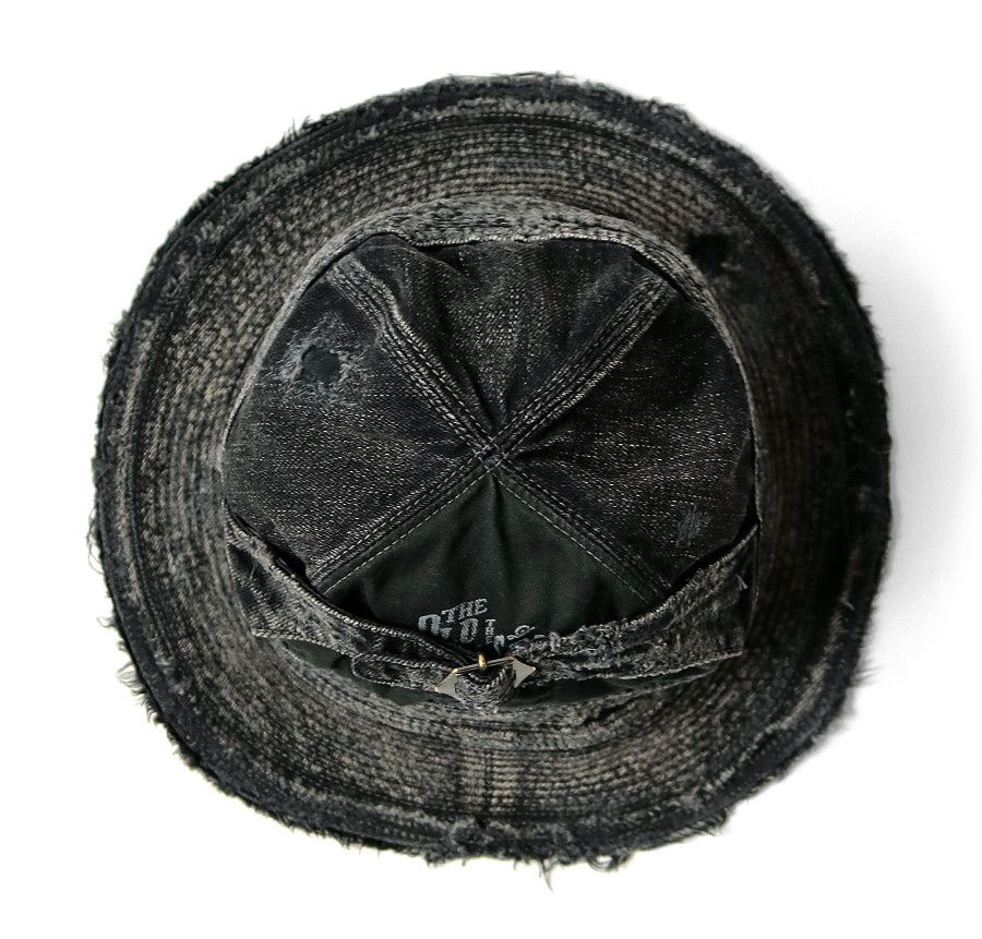 Kapital Kapital 11.5oz old man and sea crash damage black denim hat Size ONE SIZE - 4 Thumbnail