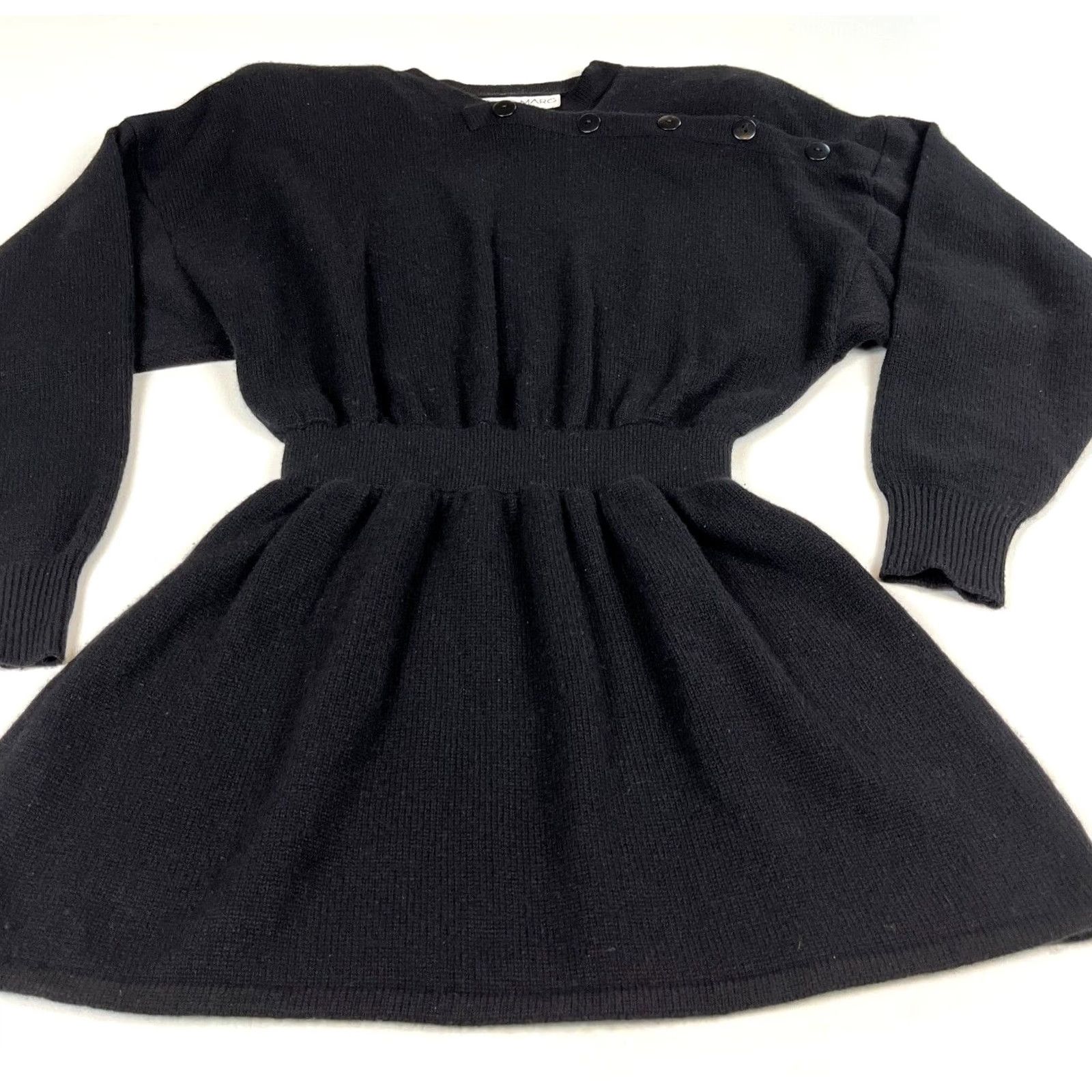 Vintage Michelle Marc Women 80s Tunic Sweater Dress Knit Black XS/S Made in USA Vintage Women's Size S / US 4 / IT 40 - 4 Thumbnail