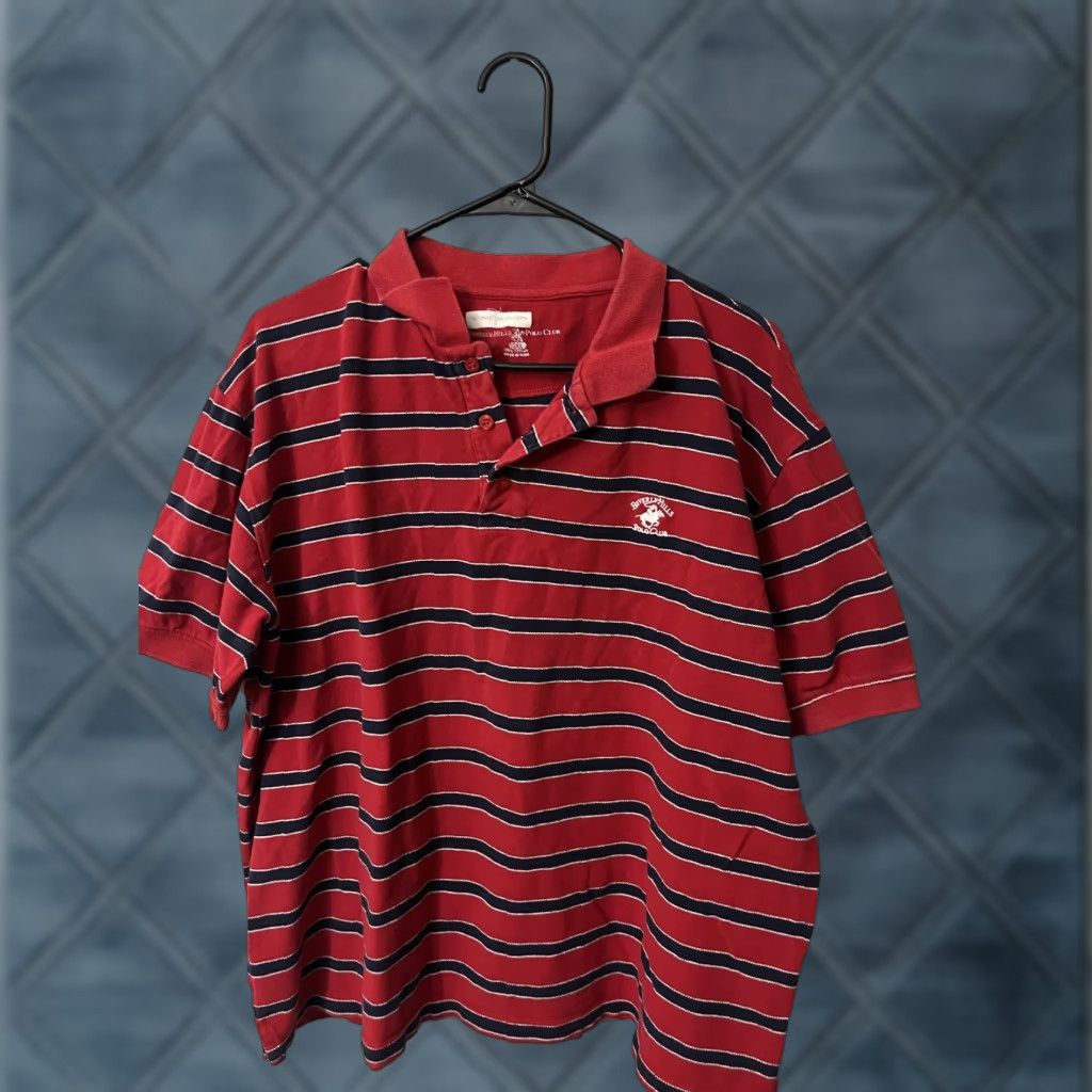 Beverly Hills Polo Club Beverly Hills Polo Club Polo Shirt Mens 2XL Red Striped Short Sleeve Shirt Size US XXL / EU 58 / 5 - 1 Thumbnail