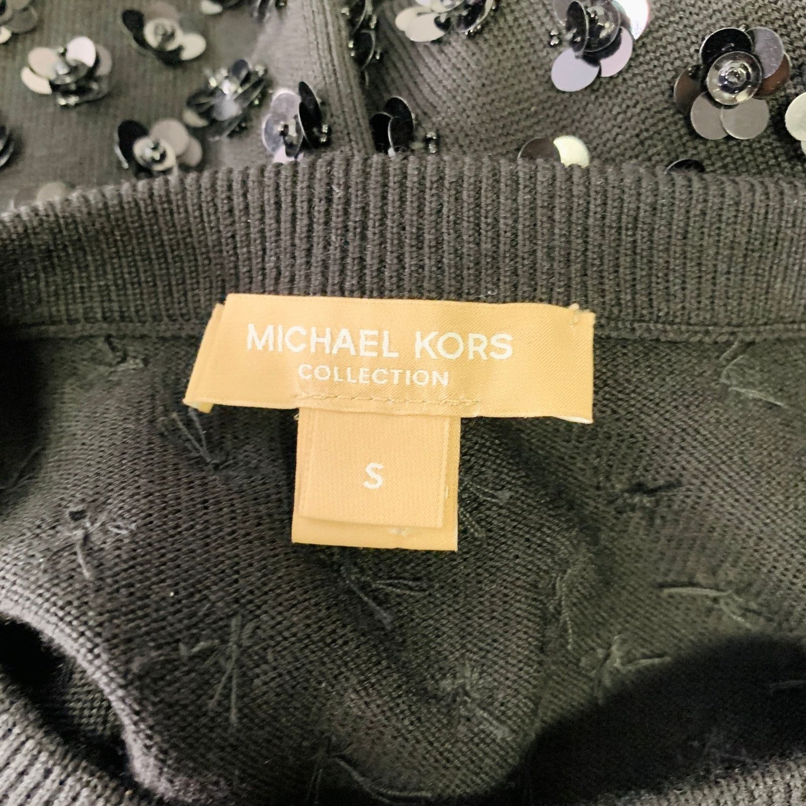 Michael Kors MICHAEL KORS S Black Merino Wool Sequined Pleated Dress Size S / US 4 / IT 40 - 5 Thumbnail