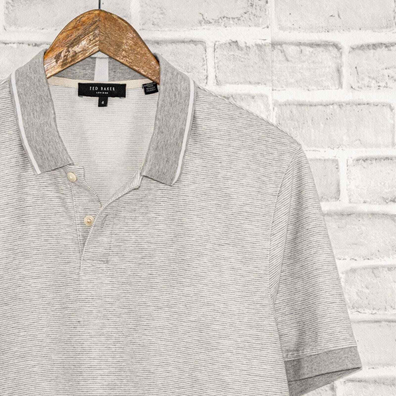 Ted Baker Ted Baker Ellerby Stripe Polo Shirt Short Sleeve light gray Size US L / EU 52-54 / 3 - 1 Thumbnail