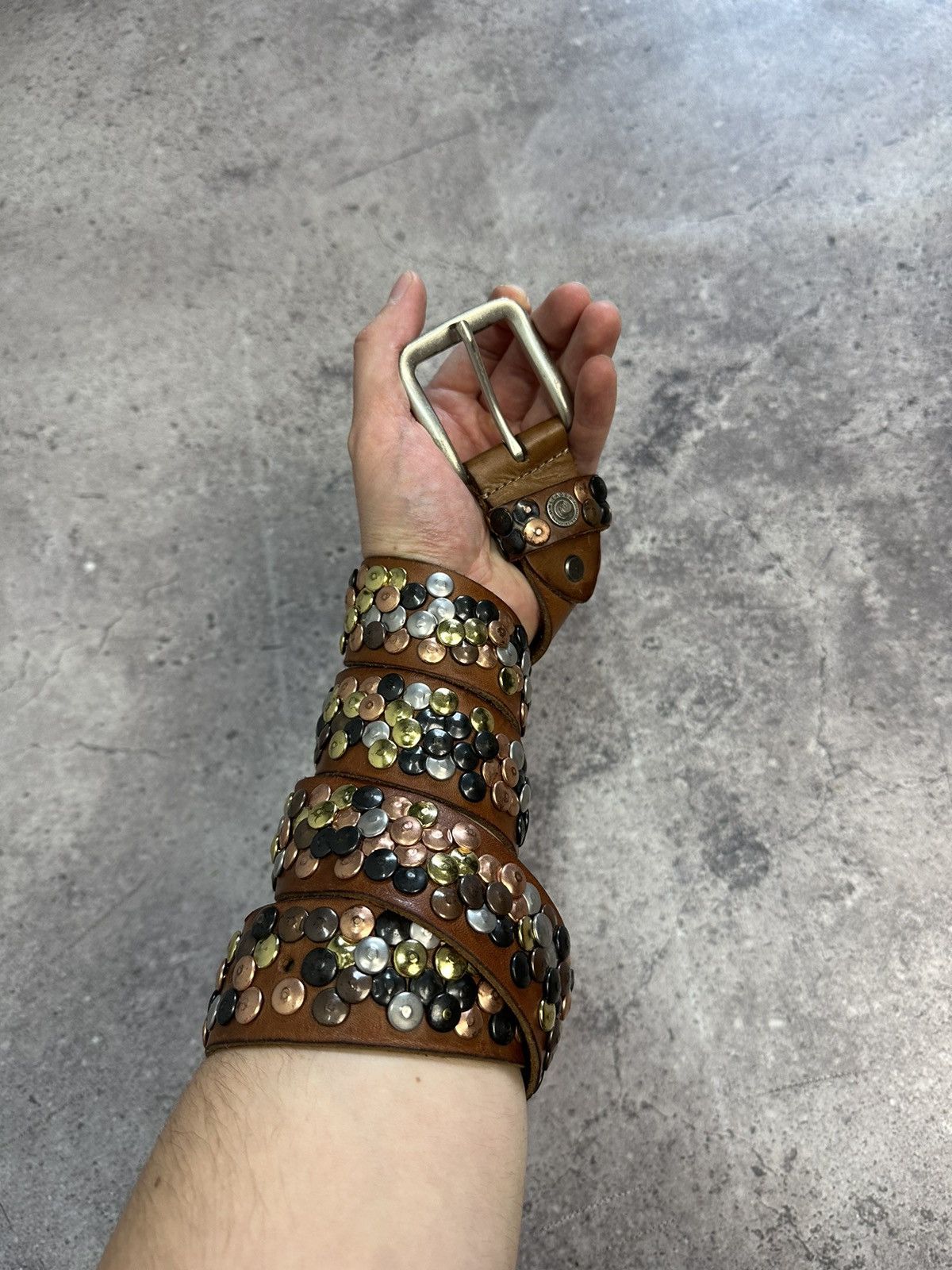Hysteric Glamour Vintage Rhinestones Leather Belt Y2K Punk Metal Cowboy Size ONE SIZE - 2 Thumbnail