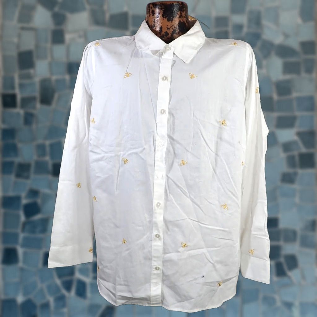 Vintage VINTAGE CJ Banks White Button Front Shirt Embroidered Honey Bees Womens 3X 2X? Size XXL / US 16-18 / IT 52-54 - 1 Thumbnail