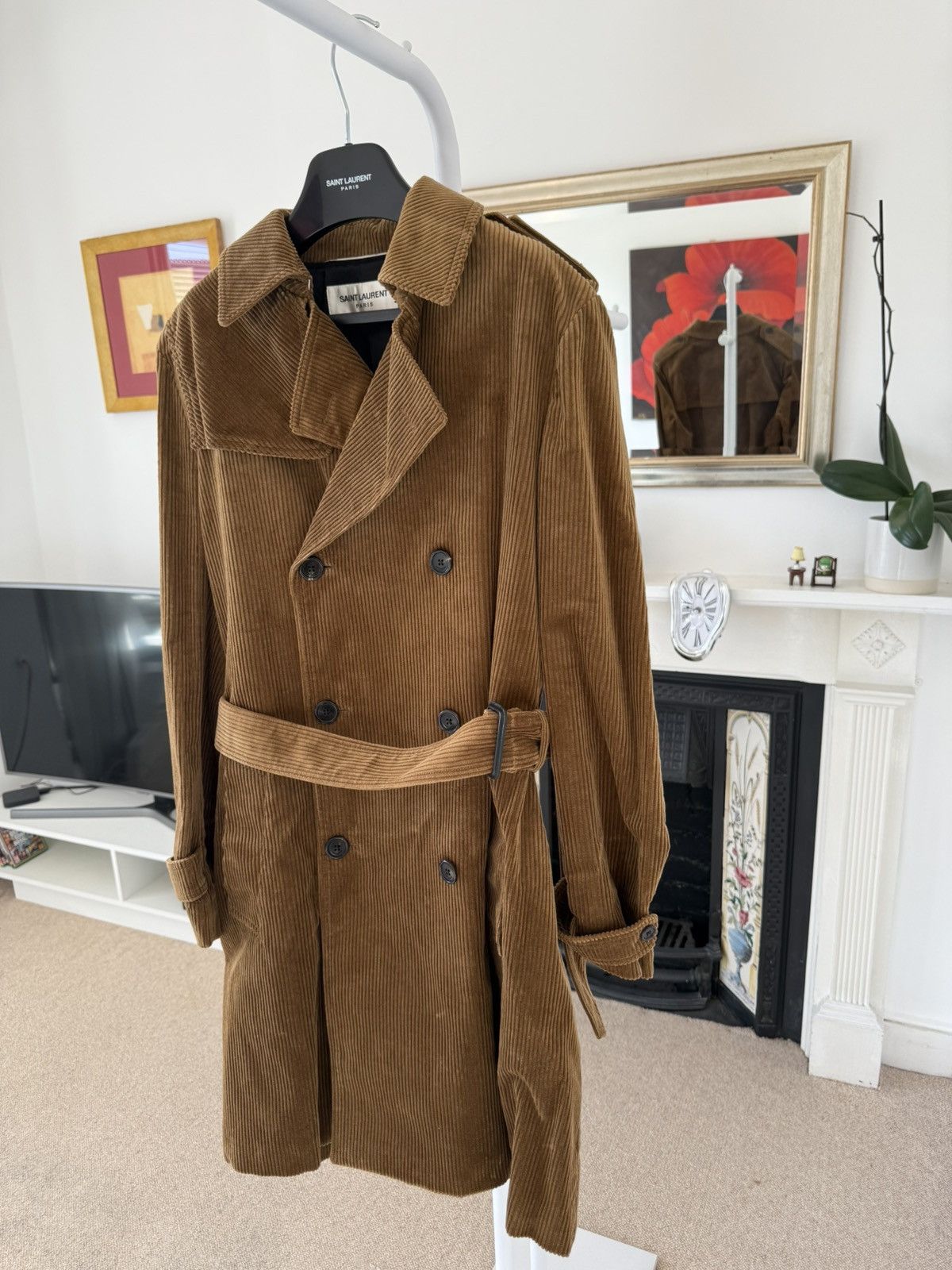 Saint Laurent Paris FW18 Saint Laurent Corduroy Belted Trench Coat Size US M / EU 48-50 / 2 - 8 Thumbnail