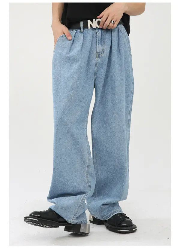 Japanese Brand Horiko x Hada Men's loose washed wide-leg straight jeans Size US 32 / EU 48 - 5 Thumbnail
