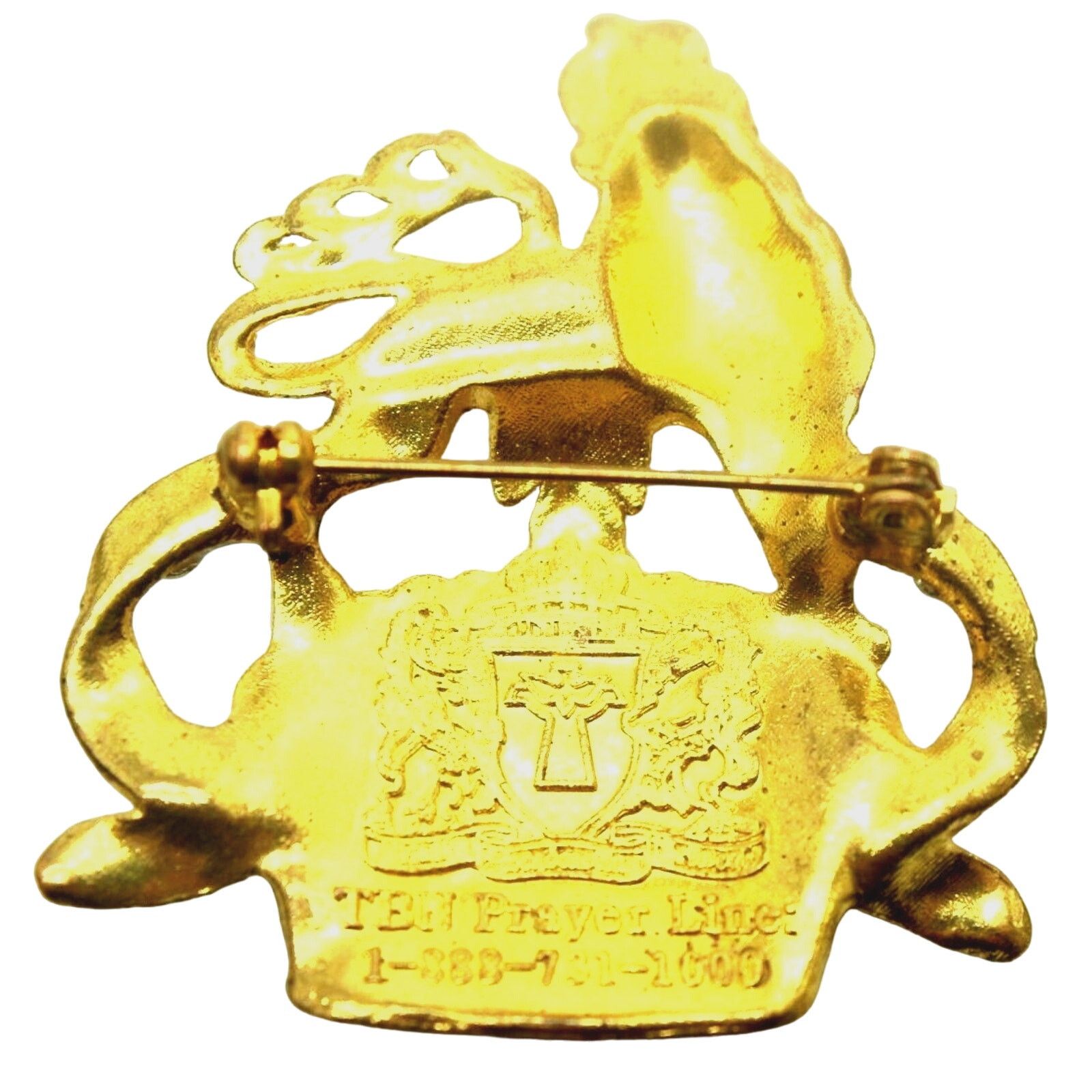Other TBN Ten Prayer Lion Jeweled Crown Goldtone Brooch Pin Size ONE SIZE - 2 Thumbnail