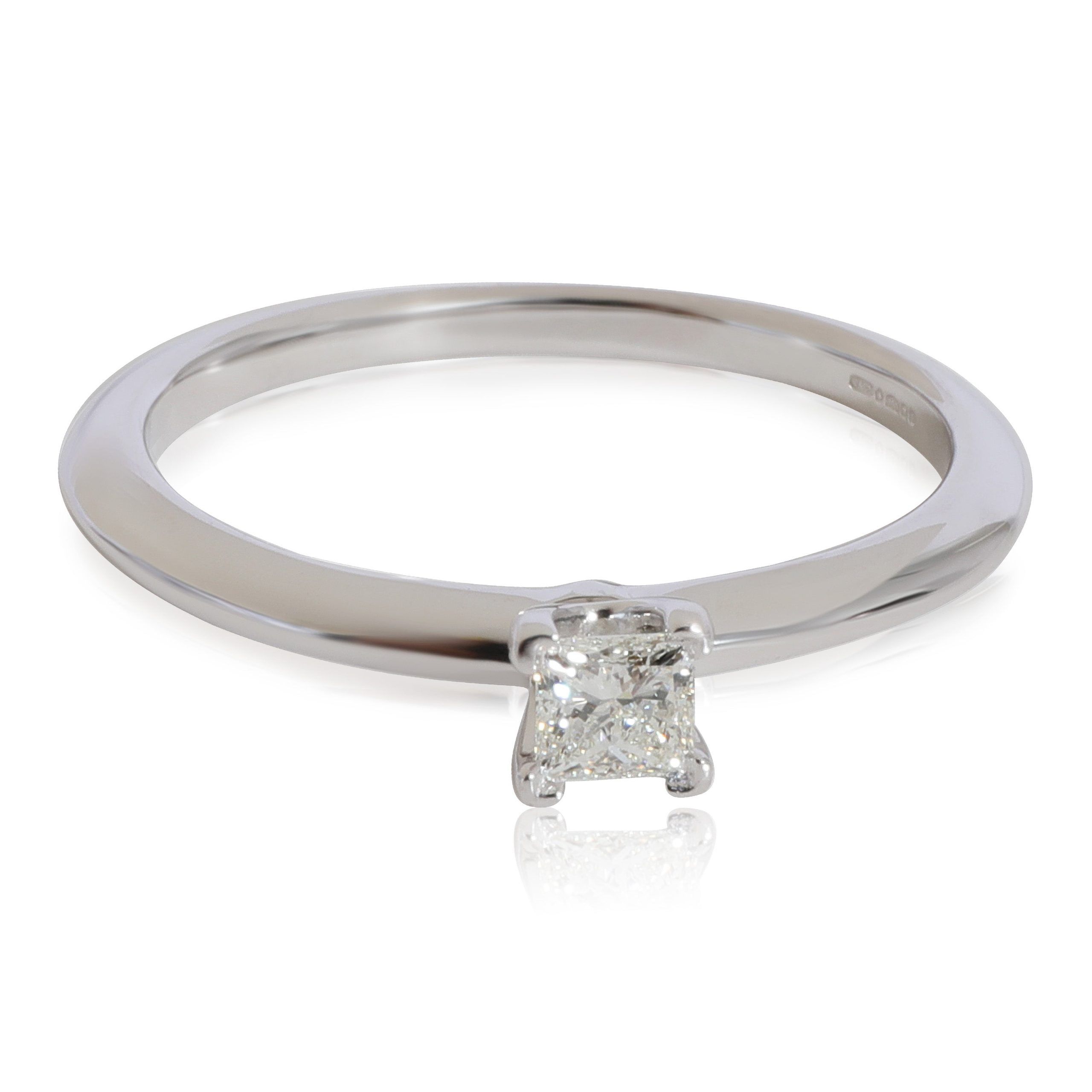 image of Tiffany Co Tiffany & Co. Diamond Solitaire Ring Platinum H Vs1 0.18 Ctw in Silver, Women's