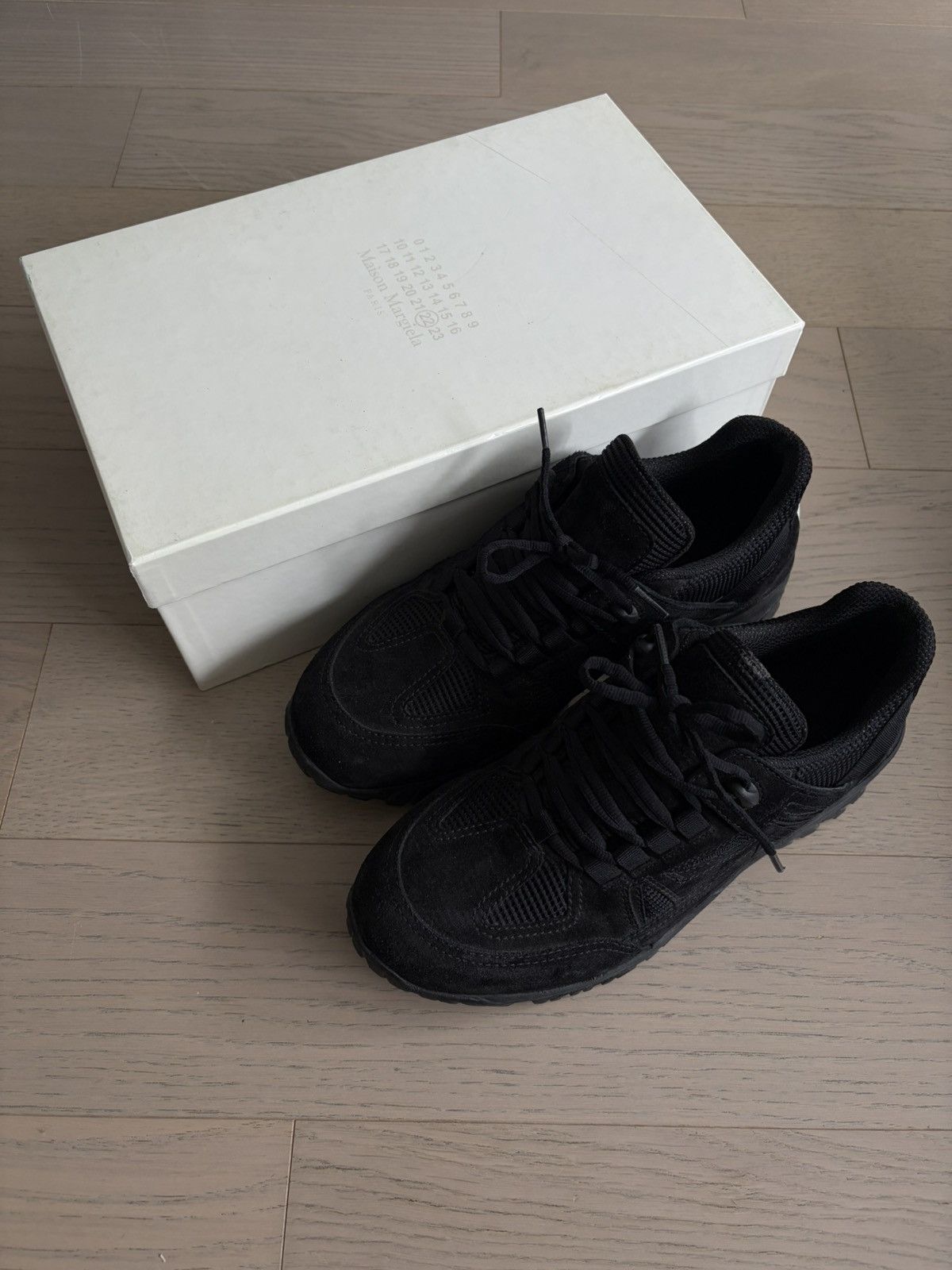 Maison Margiela Maison Martin Margiela Black Suede Leather Security Sneakers Size US 10 / EU 43 - 1 Thumbnail