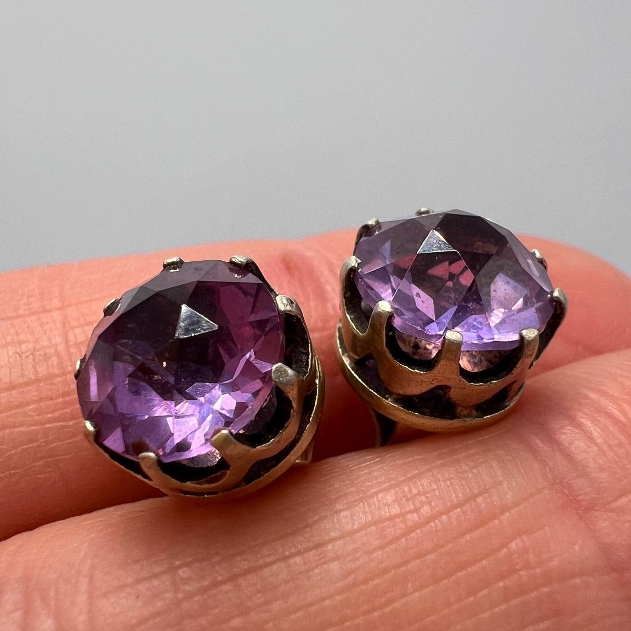 Vintage Vintage USSR Gilded Silver 875 Stud Earrings Signed 4.4g Size ONE SIZE - 3 Thumbnail