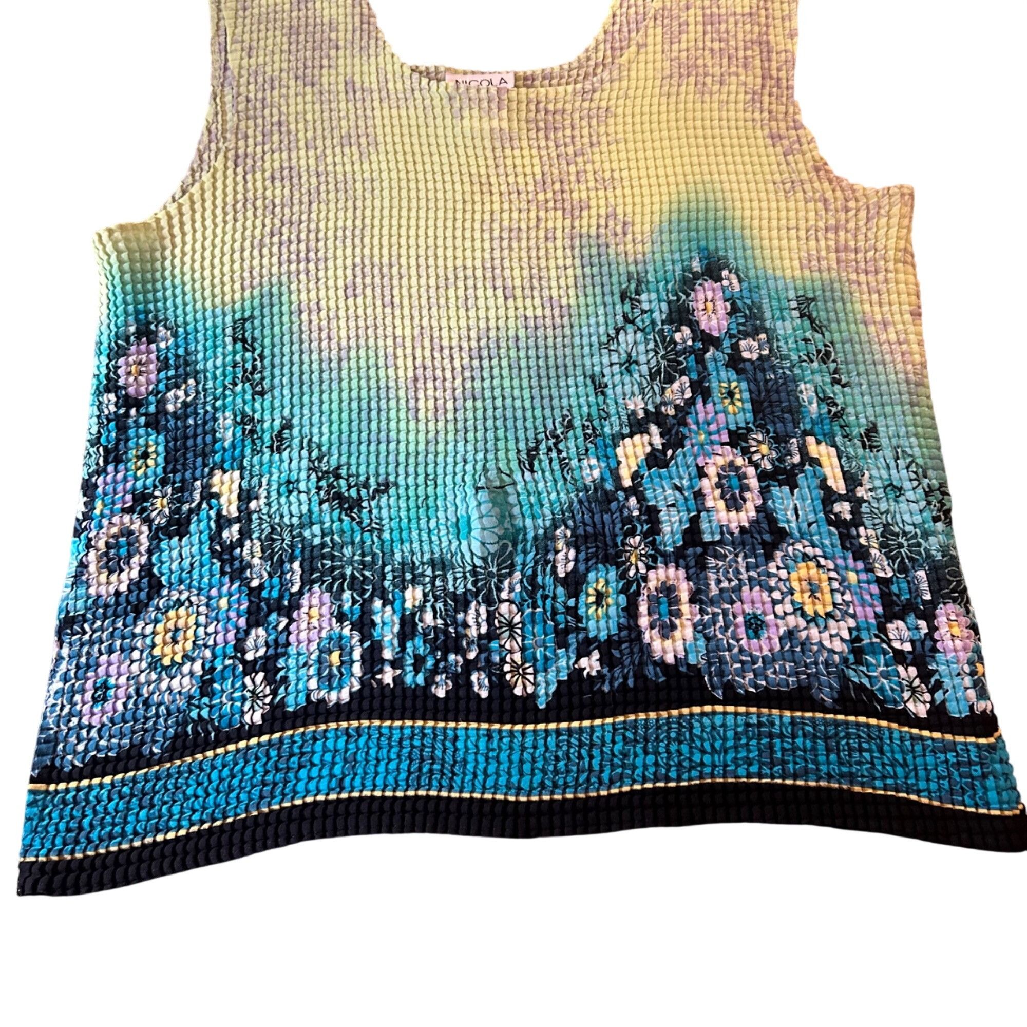 Vintage Vintage Nicola Y2K Vibrant Floral Crinkle Scrunch 2X Top Size XXL / US 16-18 / IT 52-54 - 3 Thumbnail