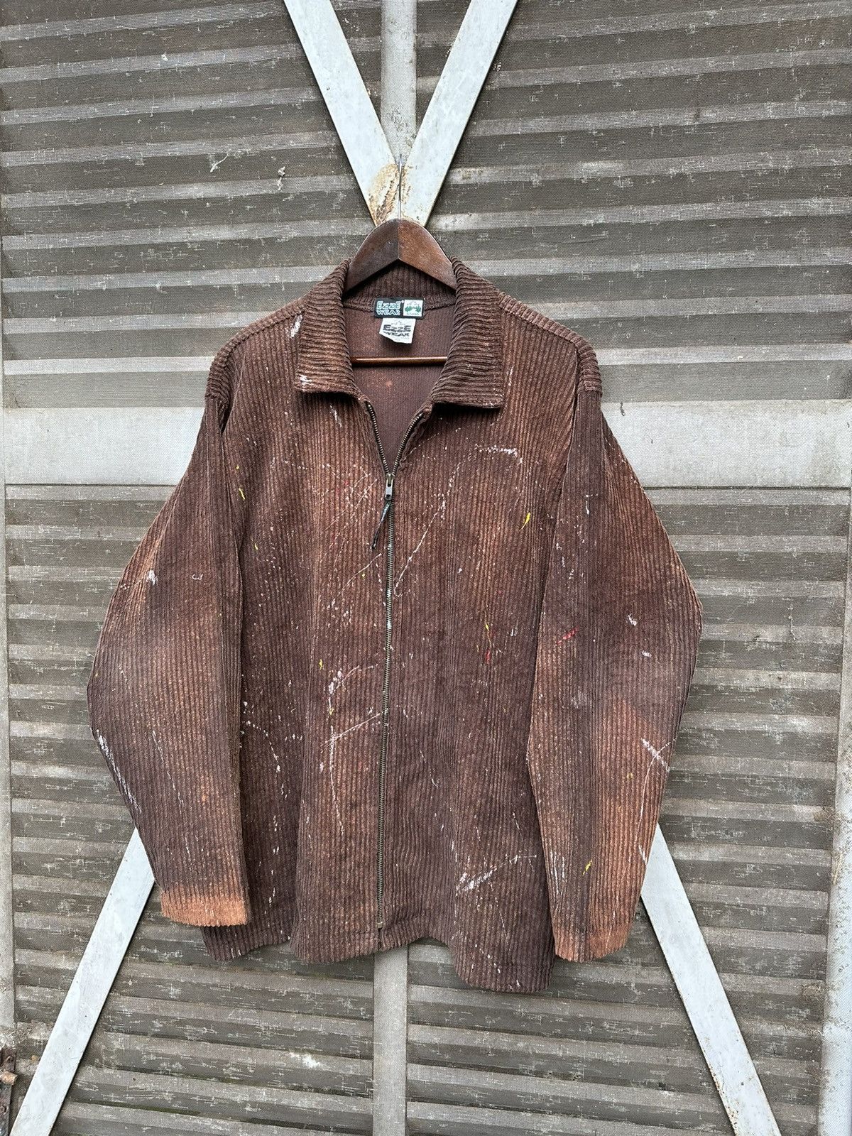 Vintage VTG THRASHED EZZE WEAR BROWN CORDUROY PAINT SPLATTER JACKET Size US XL / EU 56 / 4 - 1 Thumbnail