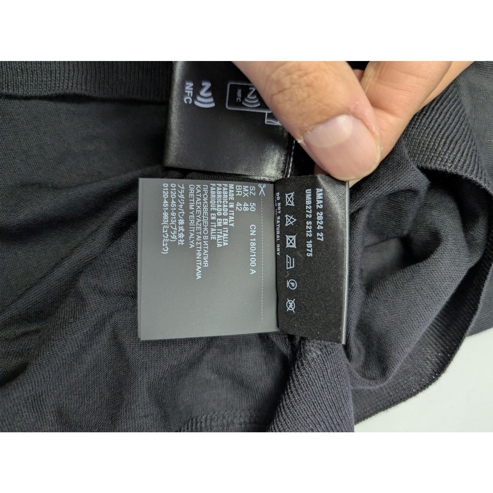 Prada o1rshd1 Logo Intarsia Short Sleeve Crewneck Sweater in Black Size US M / EU 48-50 / 2 - 17 Thumbnail