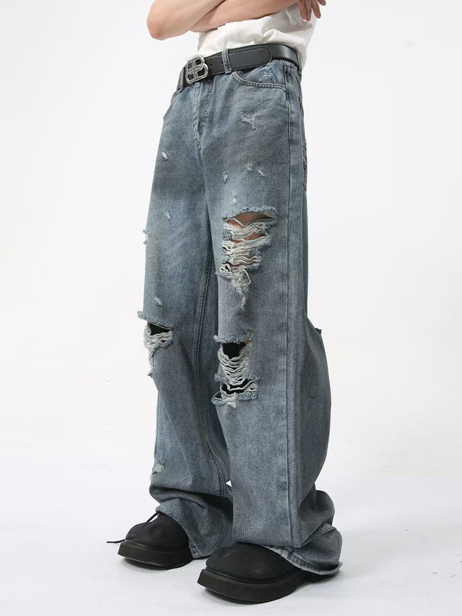 Japanese Brand × Vintage Washed and worn hip-hop ripped baggy jeans Size US 30 / EU 46 - 5 Thumbnail