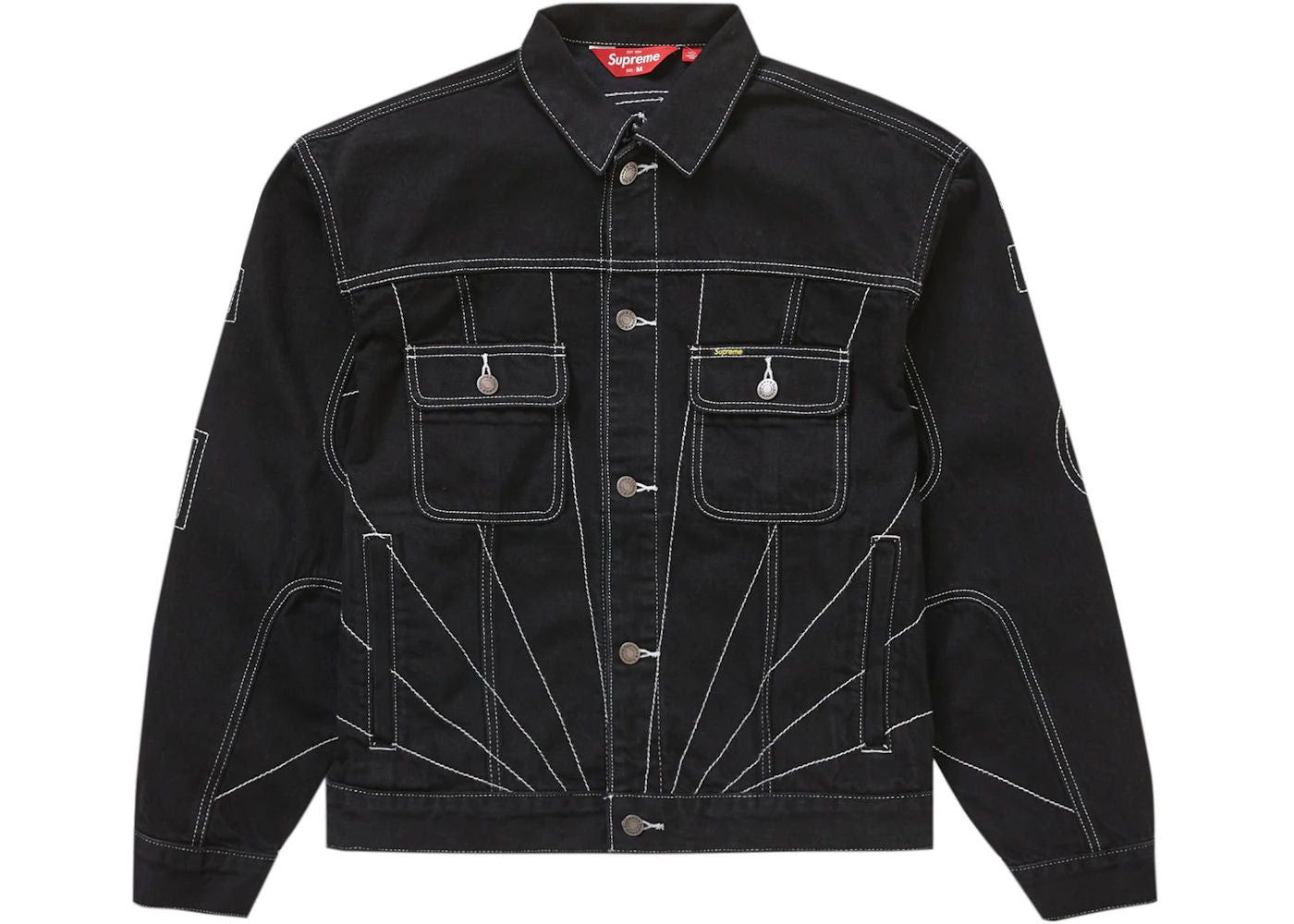 Supreme Radial Embroidered Denim Trucker Jacket Black Size US XXL / EU 58 / 5 - 1 Thumbnail