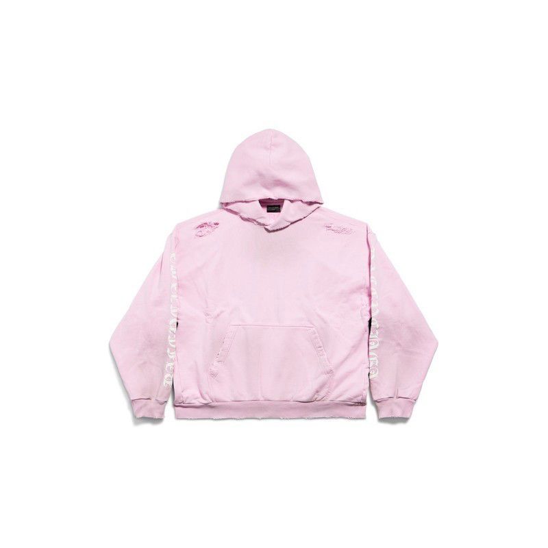 Balenciaga o1tr1nto0725 Gothic Type Hoodie Medium Fit in Pink Size US XL / EU 56 / 4 - 1 Thumbnail