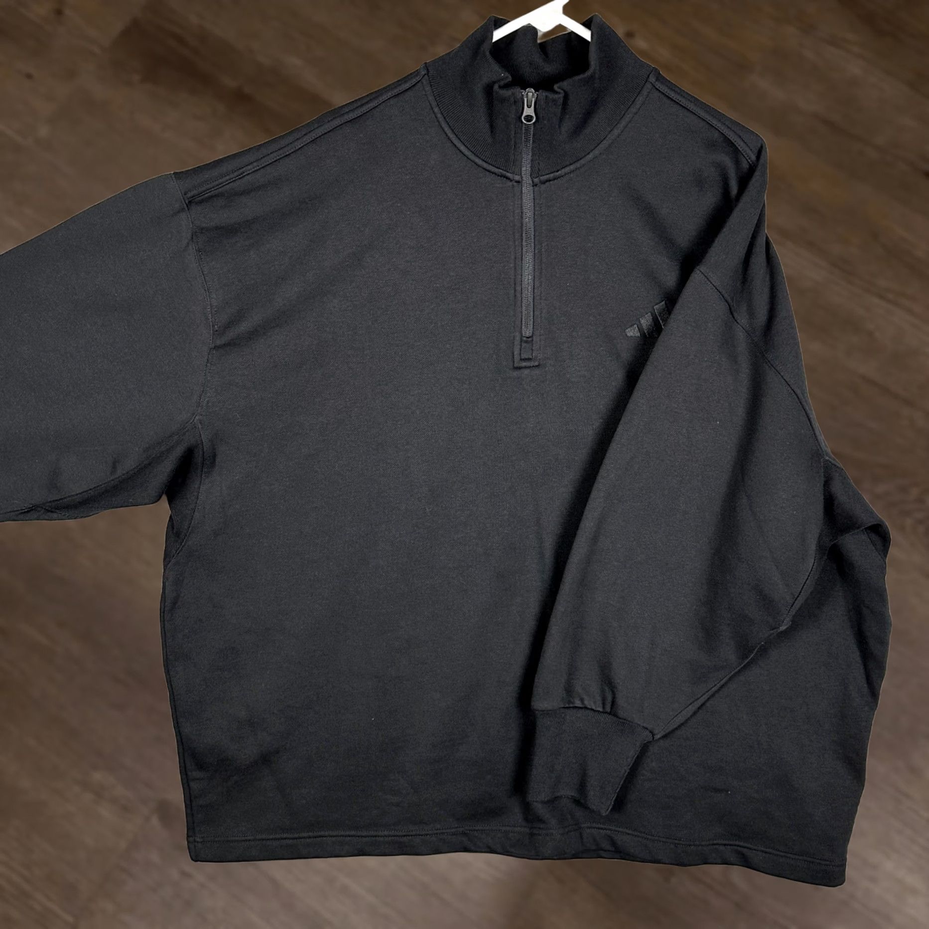 Adidas Adidas Sweatshirt Womens XL Black Quarter Zip Oversized Long Sleeve Pullover EUC Size XL / US 12-14 / IT 48-50 - 1 Thumbnail