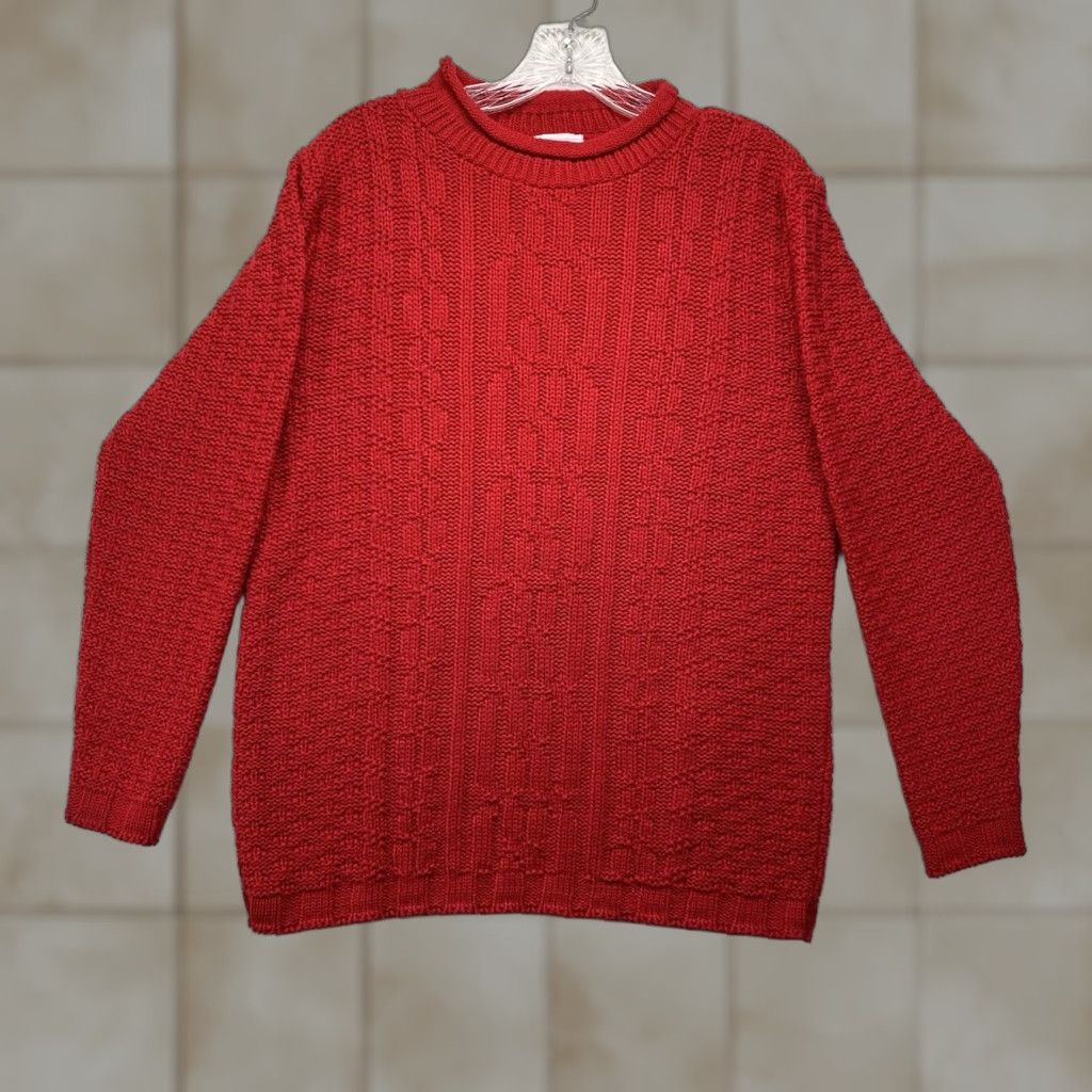 Vintage VINTAGE Bobbie Brooks Red Cable-Knit Sweater Women’s Large Pullover 80s Classic Made in USA Size L / US 10 / IT 46 - 1 Thumbnail