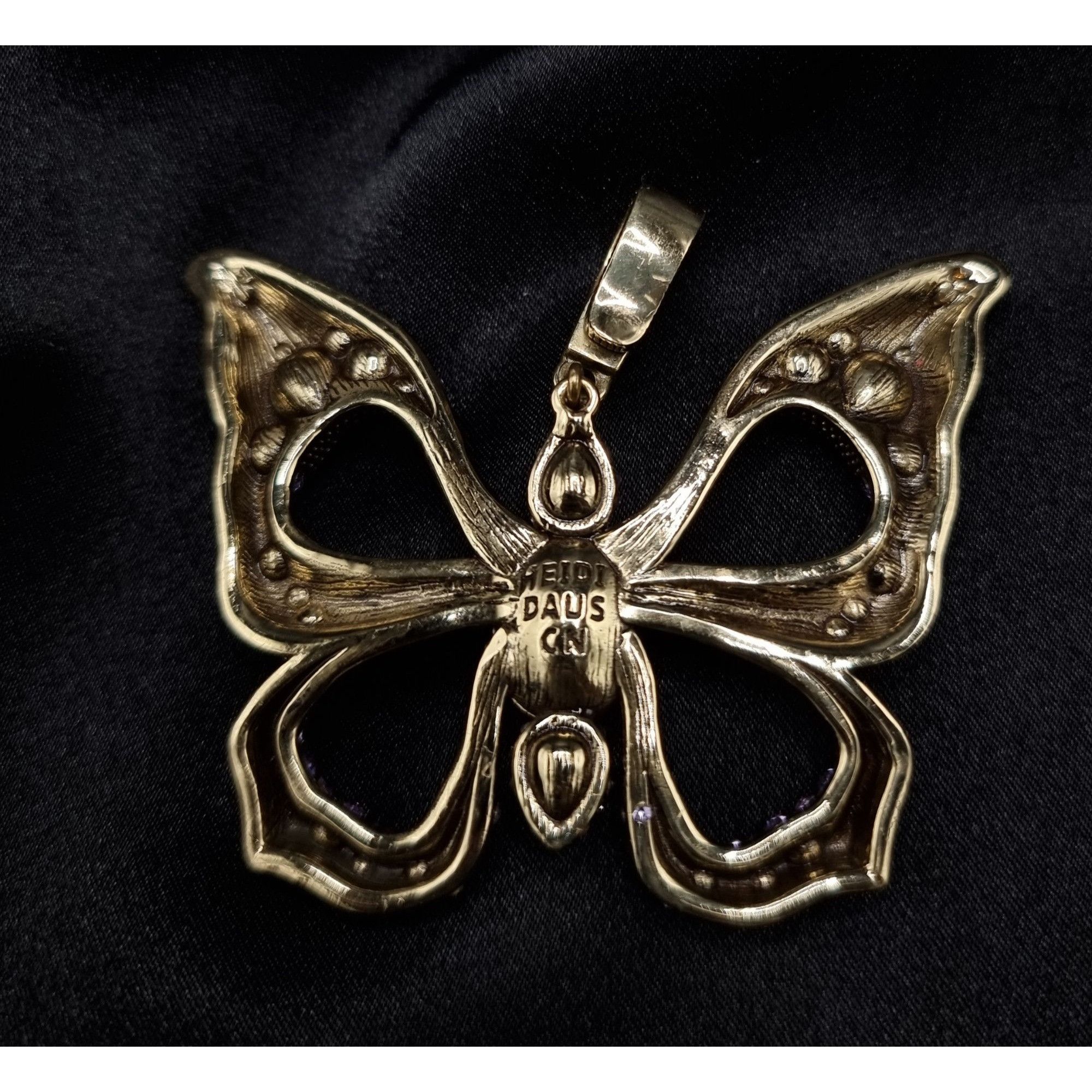 Vintage Heidi Daus Butterfly Crystal Pendant Gold-Tone Purple & Auro Size ONE SIZE - 5 Thumbnail