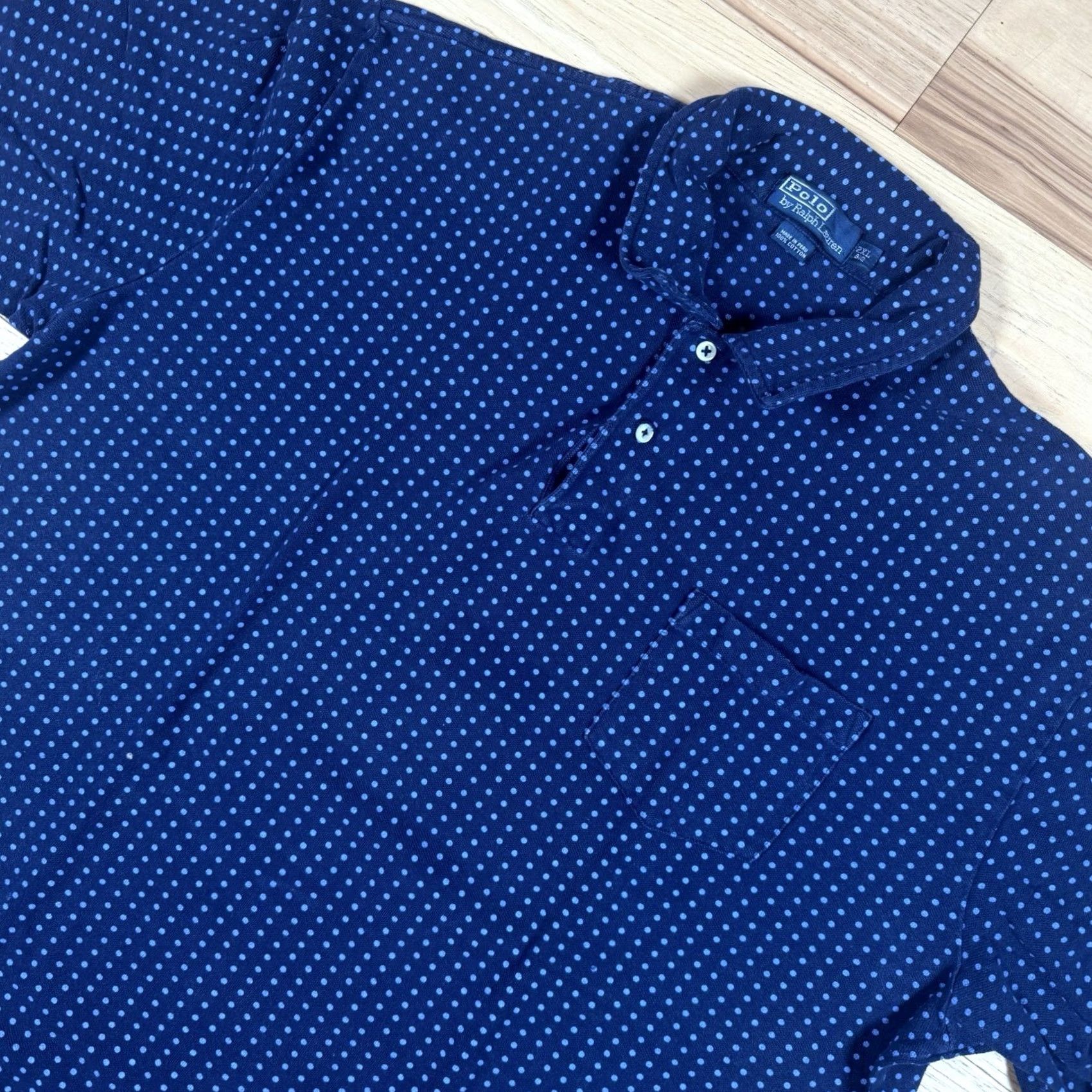 Polo Ralph Lauren VINTAGE Polo Ralph Lauren Polo Shirt Mens Big 2X Big & Tall Blue Polka Dot AOP Short Sleeve USA Rugby Size US XXL / EU 58 / 5 - 2 Thumbnail