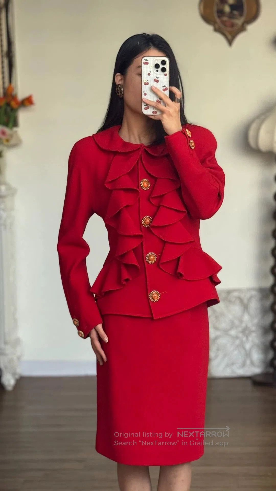 Valentino valentino red wool set with ruffles. Size US M / EU 48-50 / 2 - 8 Thumbnail