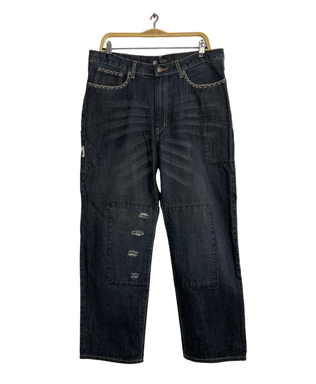 Japanese Brand Denim Bal Indigo Denim Jeans Baggy Style Back Printed Size US 35 - 2 Thumbnail