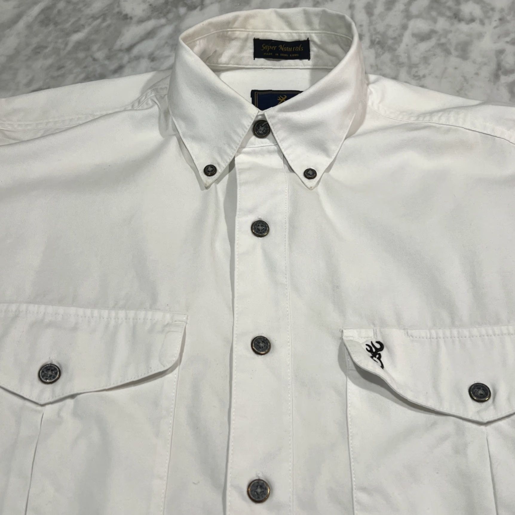 Vintage VINTAGE Browning Gold Super Naturals Cotton Button Down Shirt Mens M White Pocket Button-Up Shirt Men 90s Hunting Embroidered Pocket Regular Size US M / EU 48-50 / 2 - 4 Thumbnail