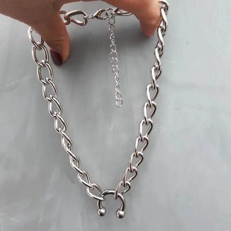 Jewelry Stainless Steel Thick Chain Choker Necklace Size ONE SIZE - 4 Thumbnail