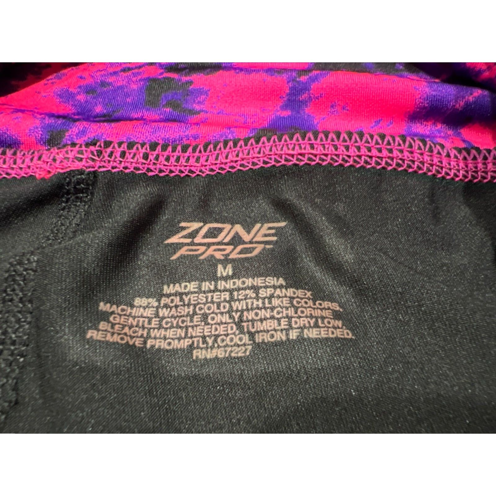 Vintage ZONE PRO Activewear Leggings Medium M Black Pink Geometric Compression Stretch Womens Size 32" / US 10 / IT 46 - 3 Thumbnail