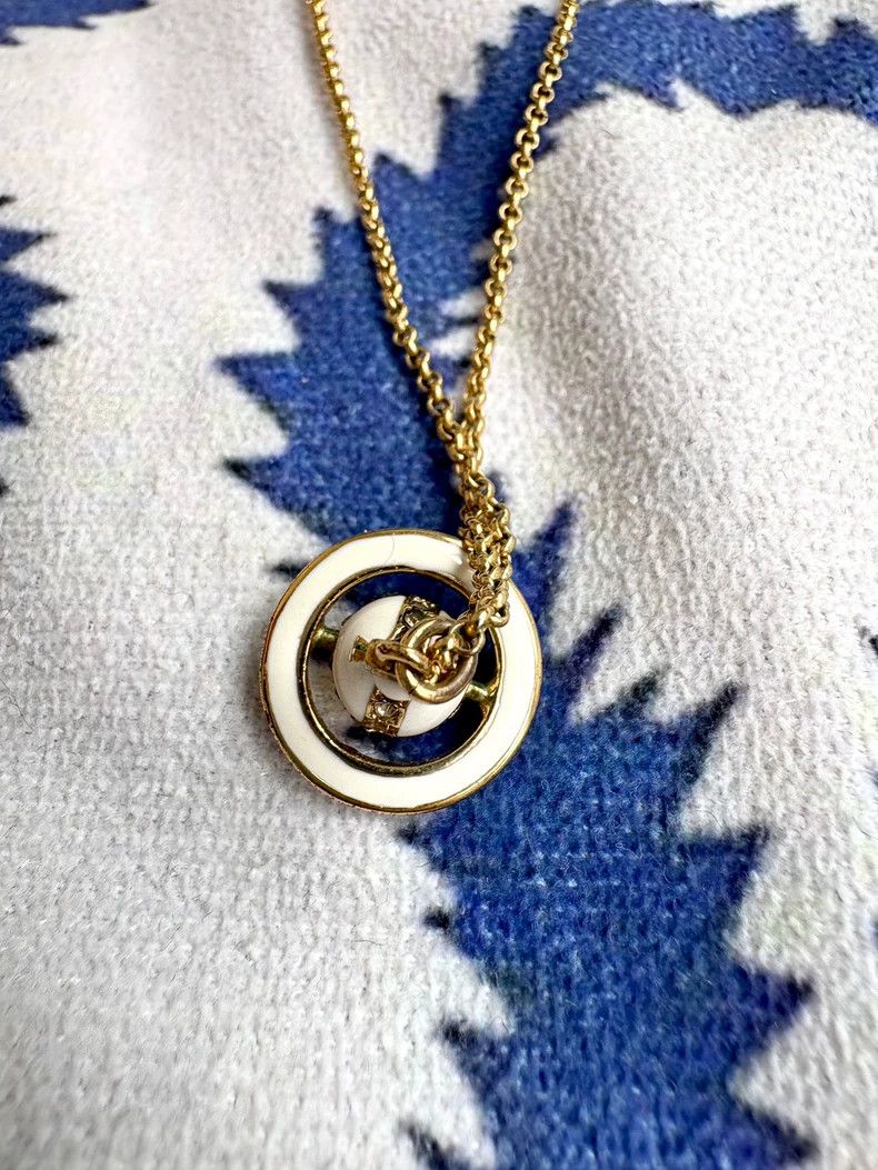 Vivienne Westwood Vivienne Westwood Vintage White Enamel Saturn Orb Necklace Size ONE SIZE - 8 Thumbnail
