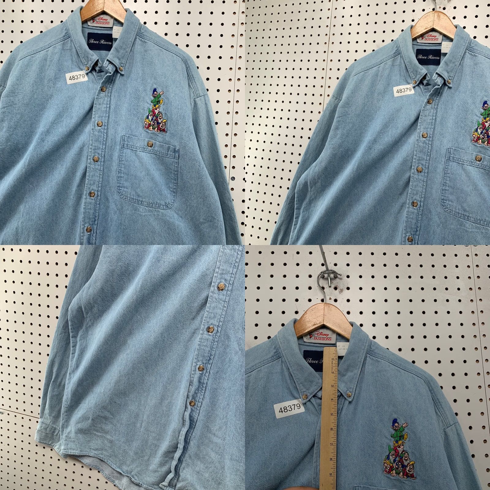 Disney VINTAGE Disney Seven Dwarfs Denim Button Shirt Mens XL Blue Long Sleeve USA Size US XL / EU 56 / 4 - 8 Thumbnail