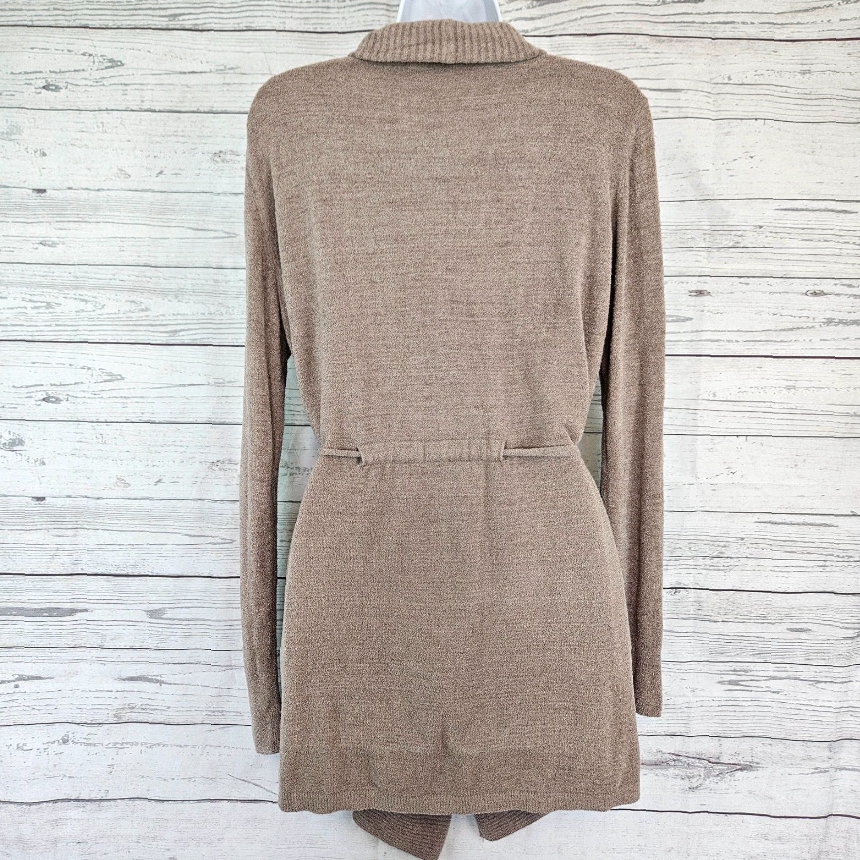 Vintage Barefoot Dreams Womens Cardigan Belted Sz M Tan Long Sleeve Brown Belted Cardigan Womens M Knit Sweater 90s? Size M / US 6-8 / IT 42-44 - 3 Thumbnail