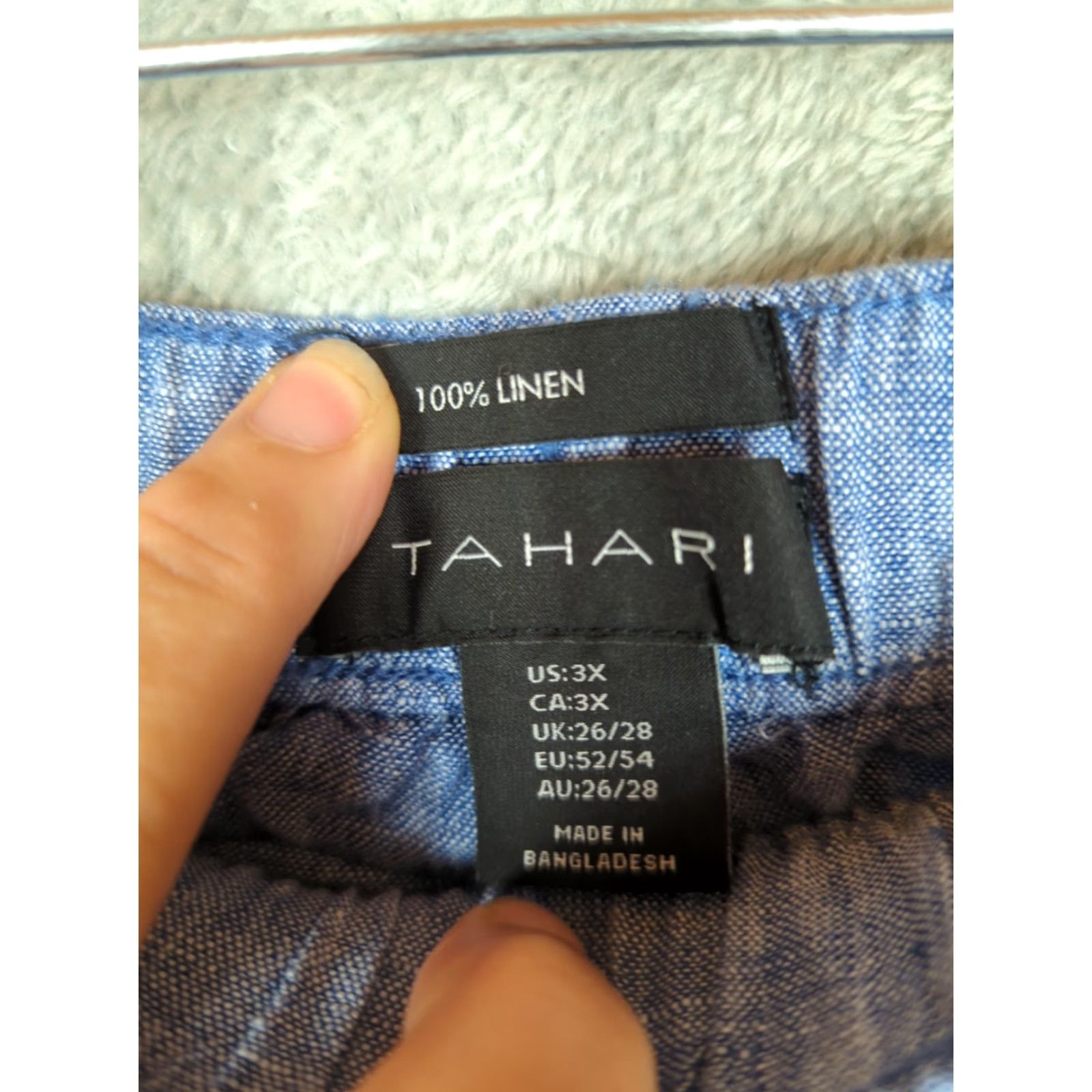 Vintage Tahari 100% Linen Blue Shorts Womens 3X Plus Size High Rise Elastic Waist Pockets Solid Beach Casual Summer Spring Vacation Linen Shorts Size 40" / US 18 - 6 Thumbnail