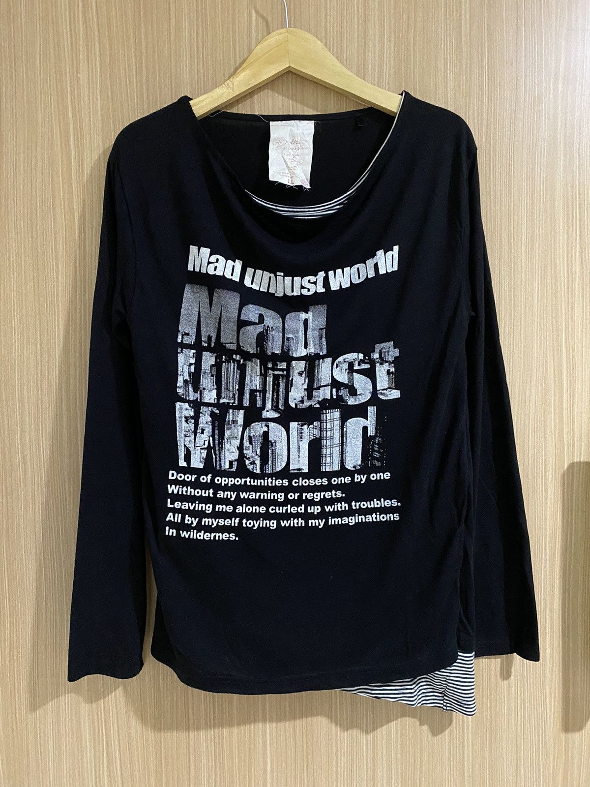 Japanese Brand 2000s oblo design poem double stripe layers longsleeve Size US L / EU 52-54 / 3 - 1 Thumbnail