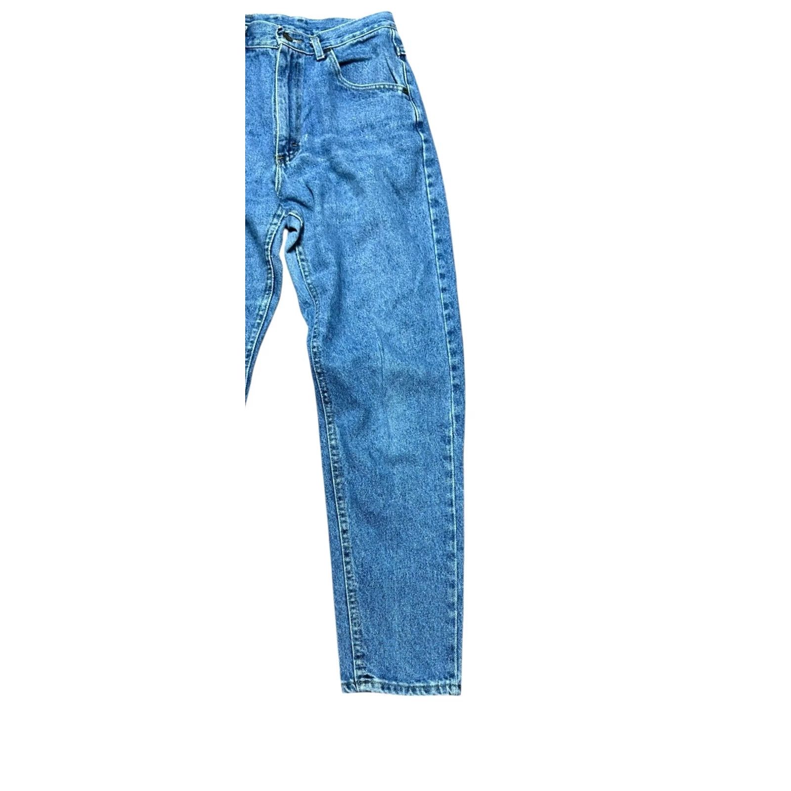 Lee VINTAGE Lee Premium Classic Blue Mom Jeans Women's Sz 11 High Waist Straight Leg 90s USA Mens Girls Size 32" / US 10 / IT 46 - 4 Thumbnail