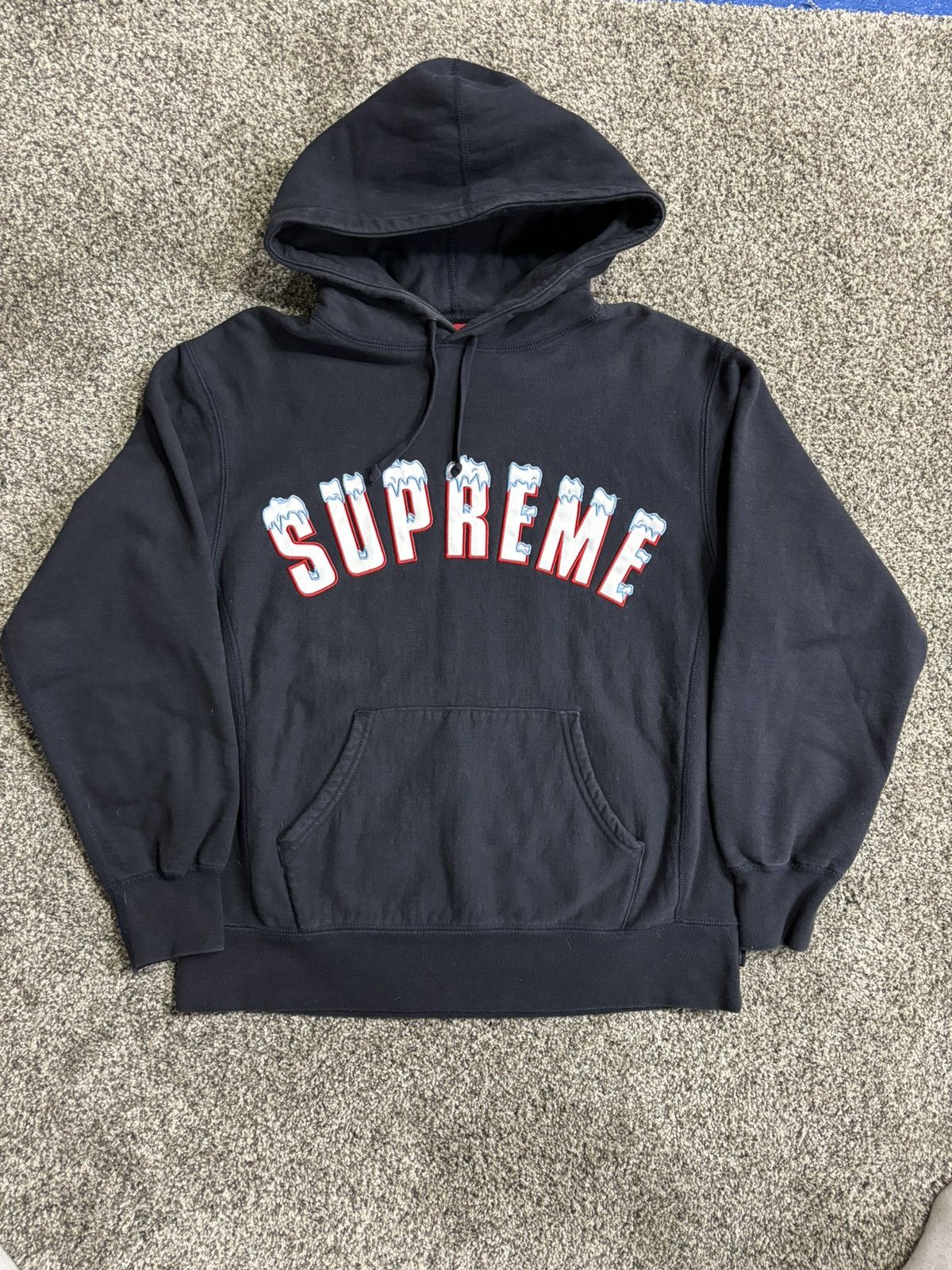 Supreme Icy Arc Hooded Sweatshirt Navy | Grailed