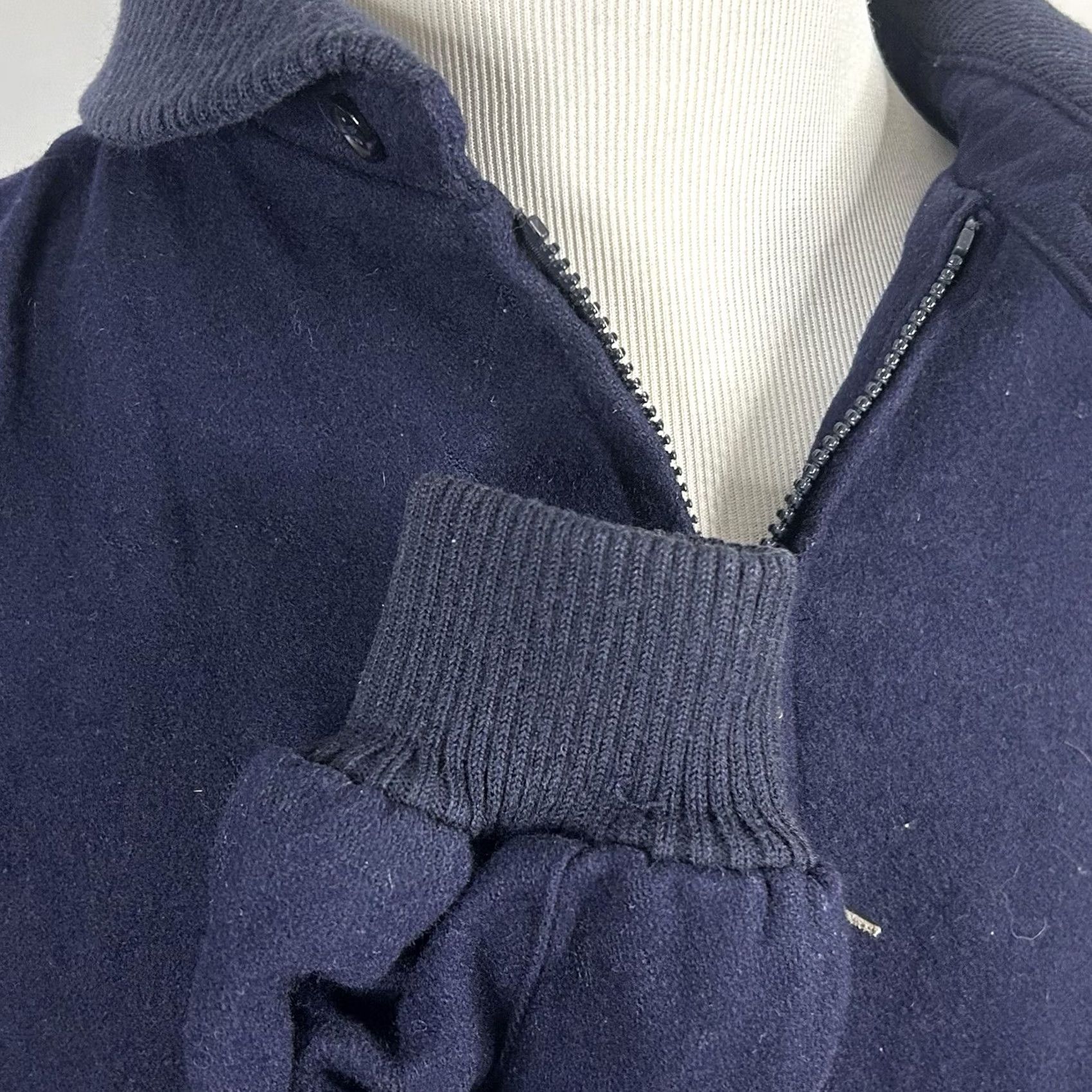 Vintage Lakeland Jacket Wool Navy Bomber Full Zip Flannel Lined Size 44 Mens Vintage Dark Blue Wool Blend Full Zip Bomber Jacket Size US S / EU 44-46 / 1 - 4 Thumbnail