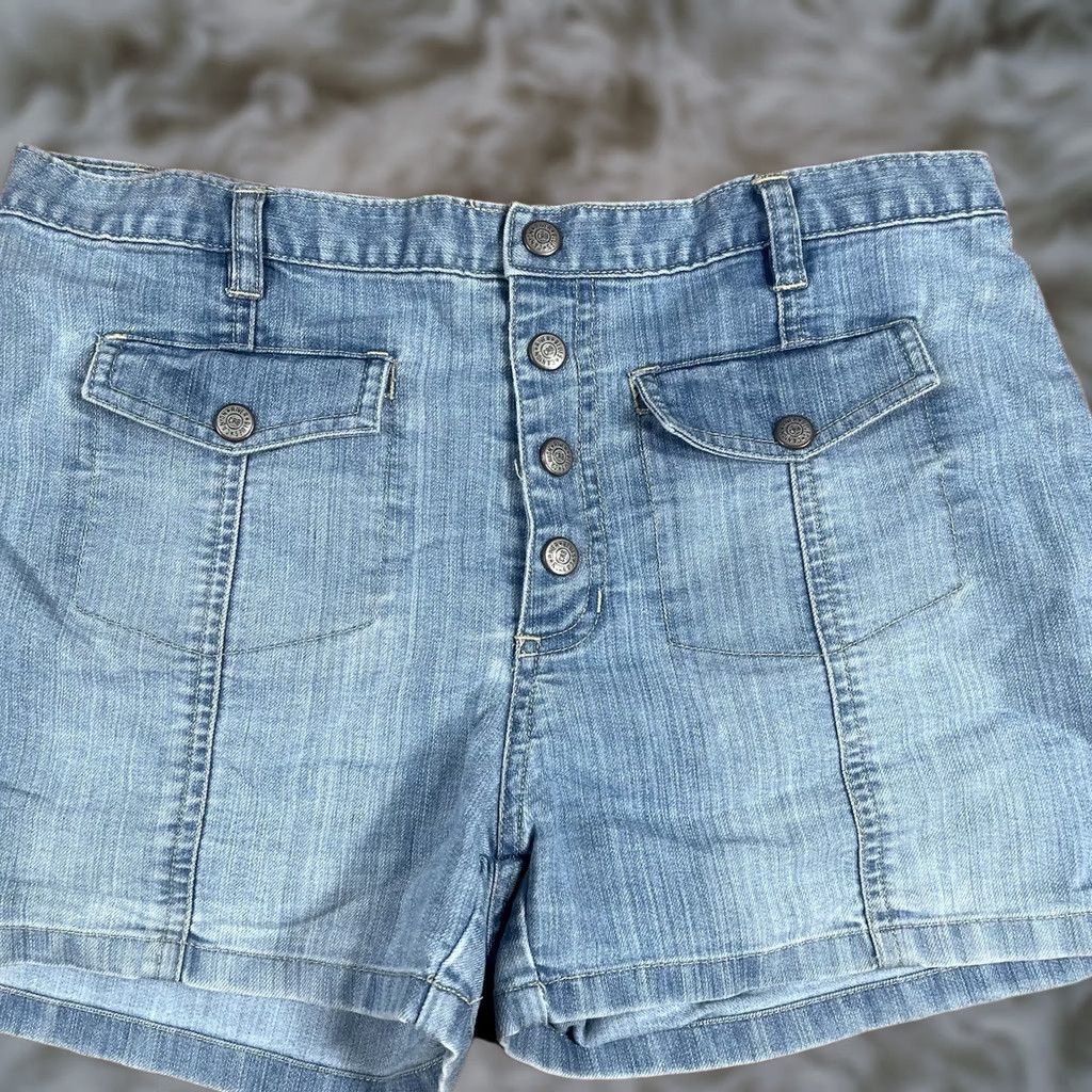 Vintage Kanyon River Blues Shorts Womens 14 1/2 Flat Front Blue Wash Denim Jeans Size 36" / US 14 / IT 50 - 1 Thumbnail